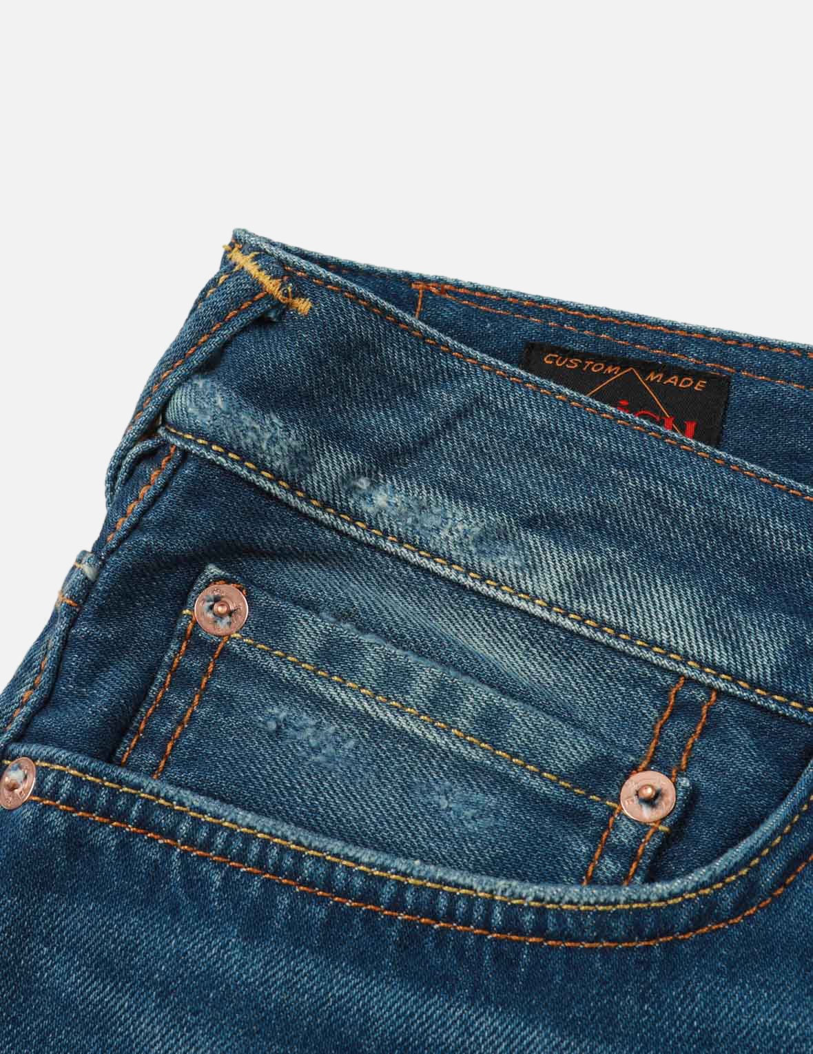 GRAFFITI DARUMA DAICOCK PRINT DENIM SHORTS - 8