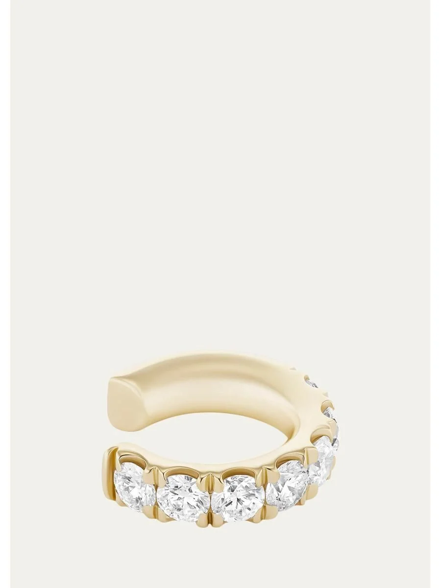 18K Yellow Gold Clara Medium Ear Cuff with Diamonds, Single - 1