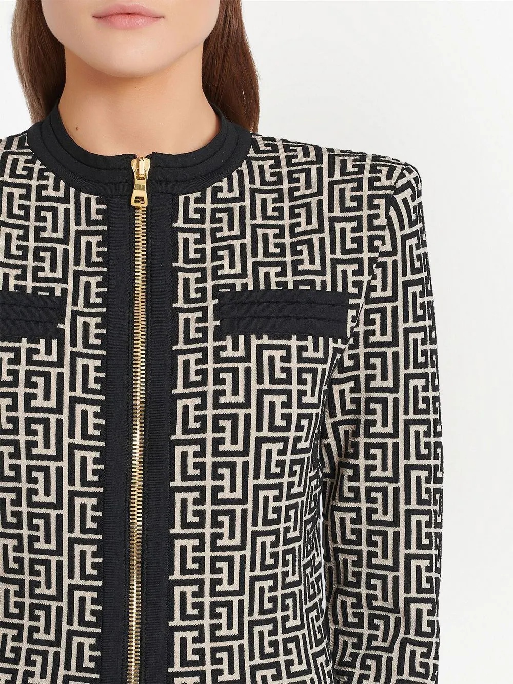monogram-pattern cropped jacket - 5
