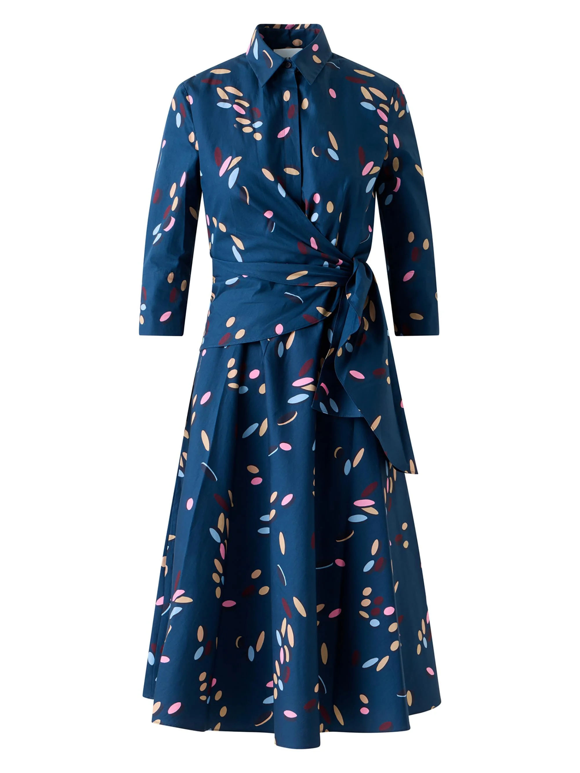 Women's Confetti Printed Cotton Wrap Midi-Dress - Ink Multicolor - 1