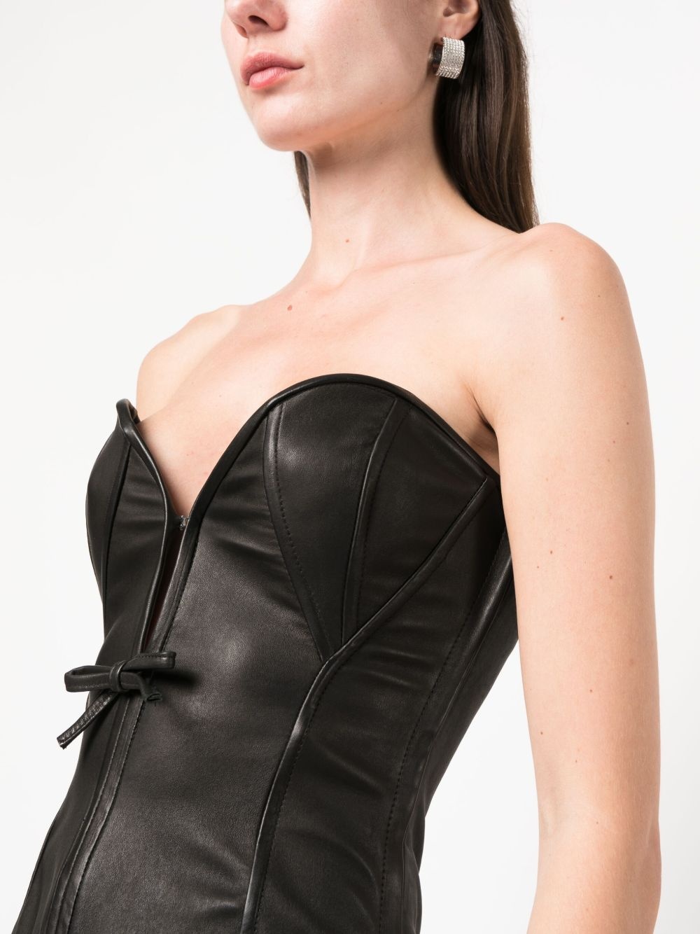 sweetheart-neck leather top - 5