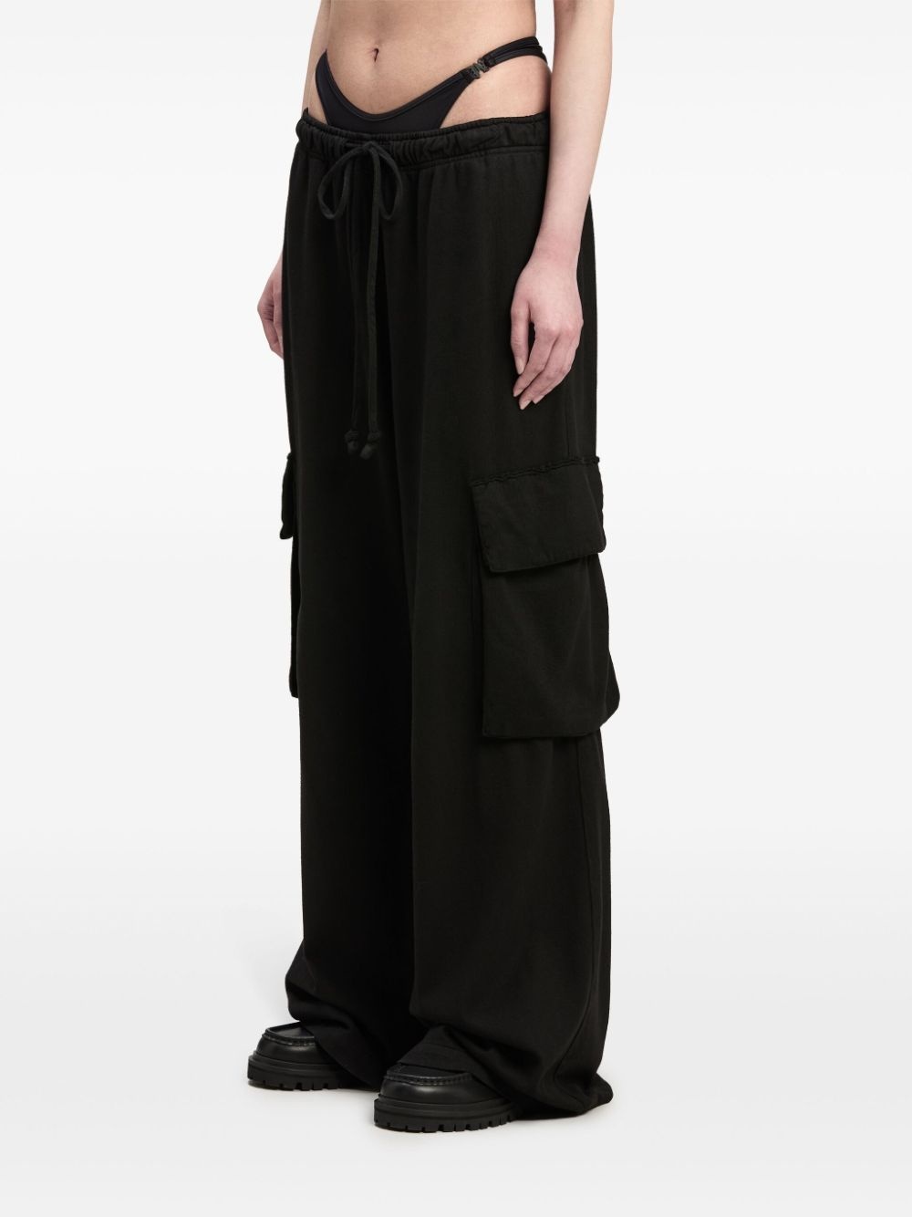 wide-leg cotton cargo trousers - 4