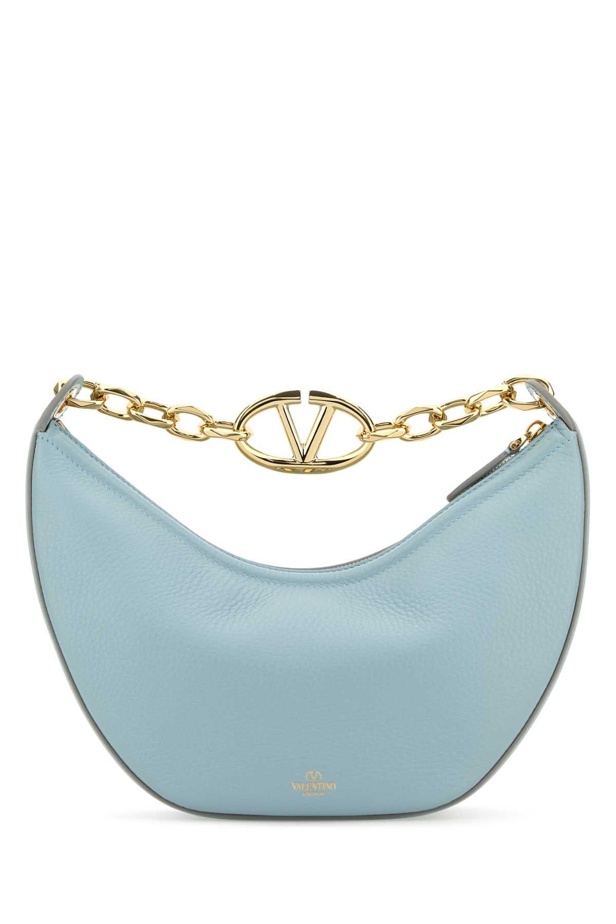 Valentino Garavani Women Light Blue Leather Small Hobo Vlogo Moon Handbag - 3