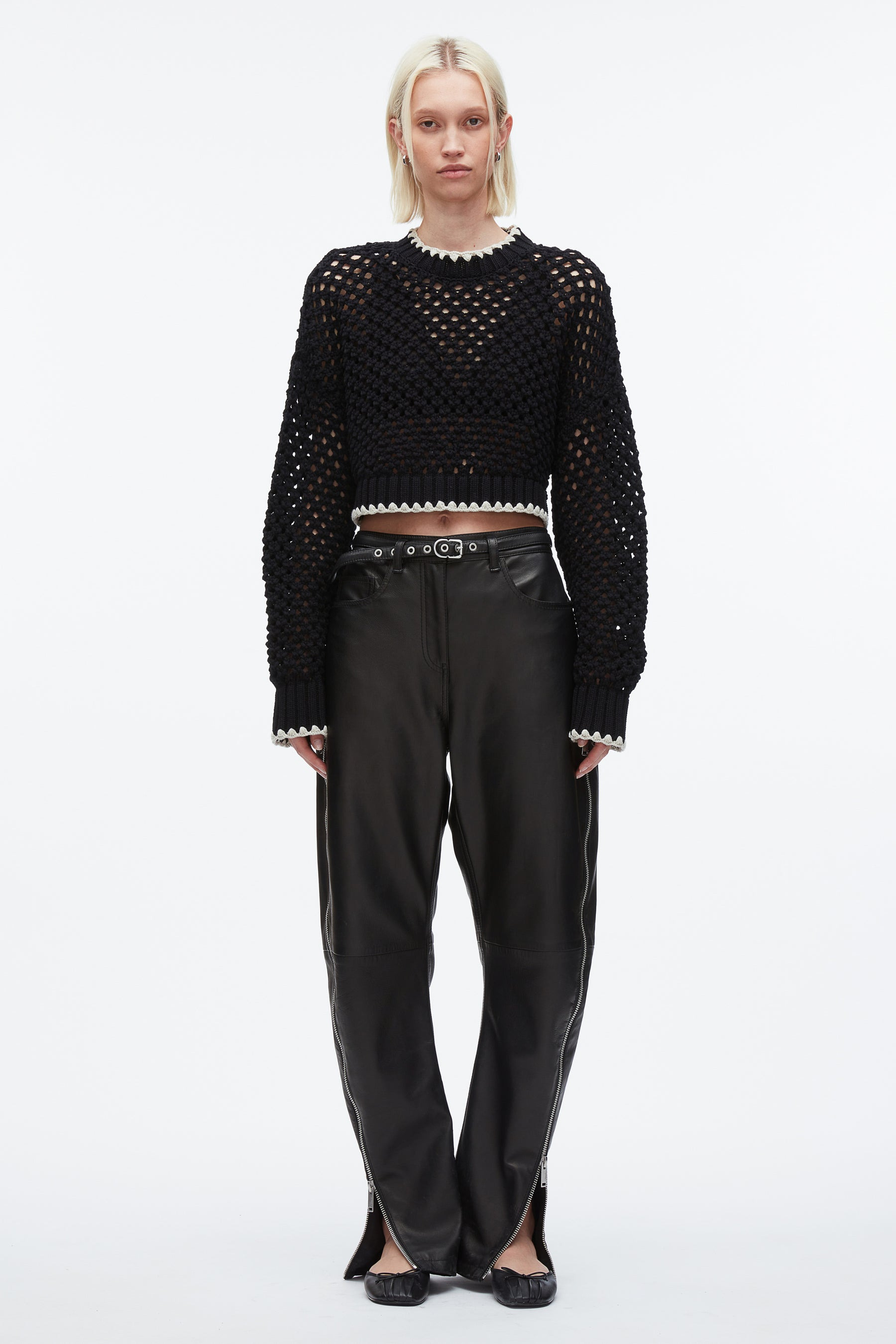 Open Work Cropped Sweater - 2