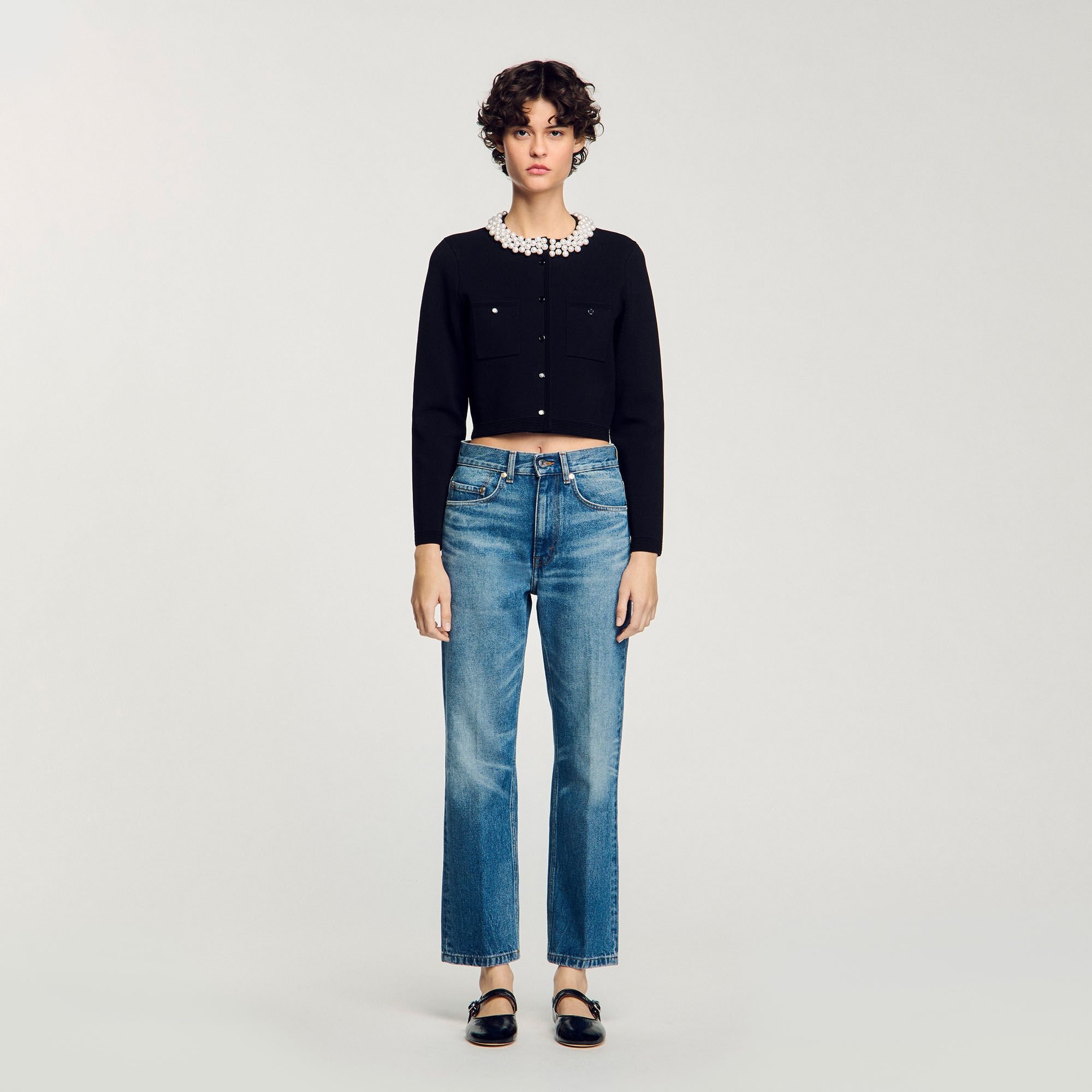 CARDIGAN WITH BEADED COLLAR - 2