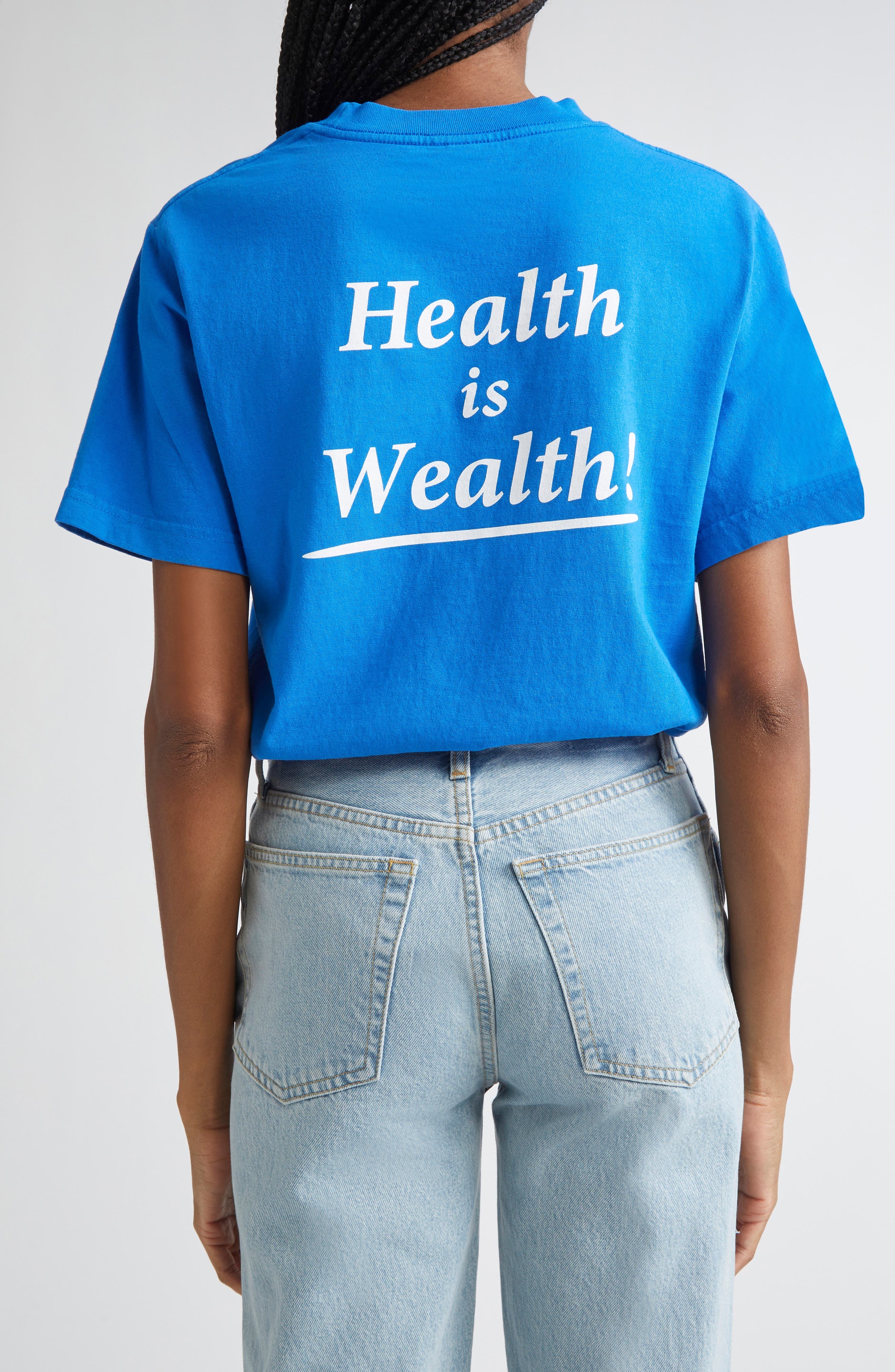 Sporty & Rich Health is Wealth Cotton Graphic T-Shirt in Paris Blue at Nordstrom - 2