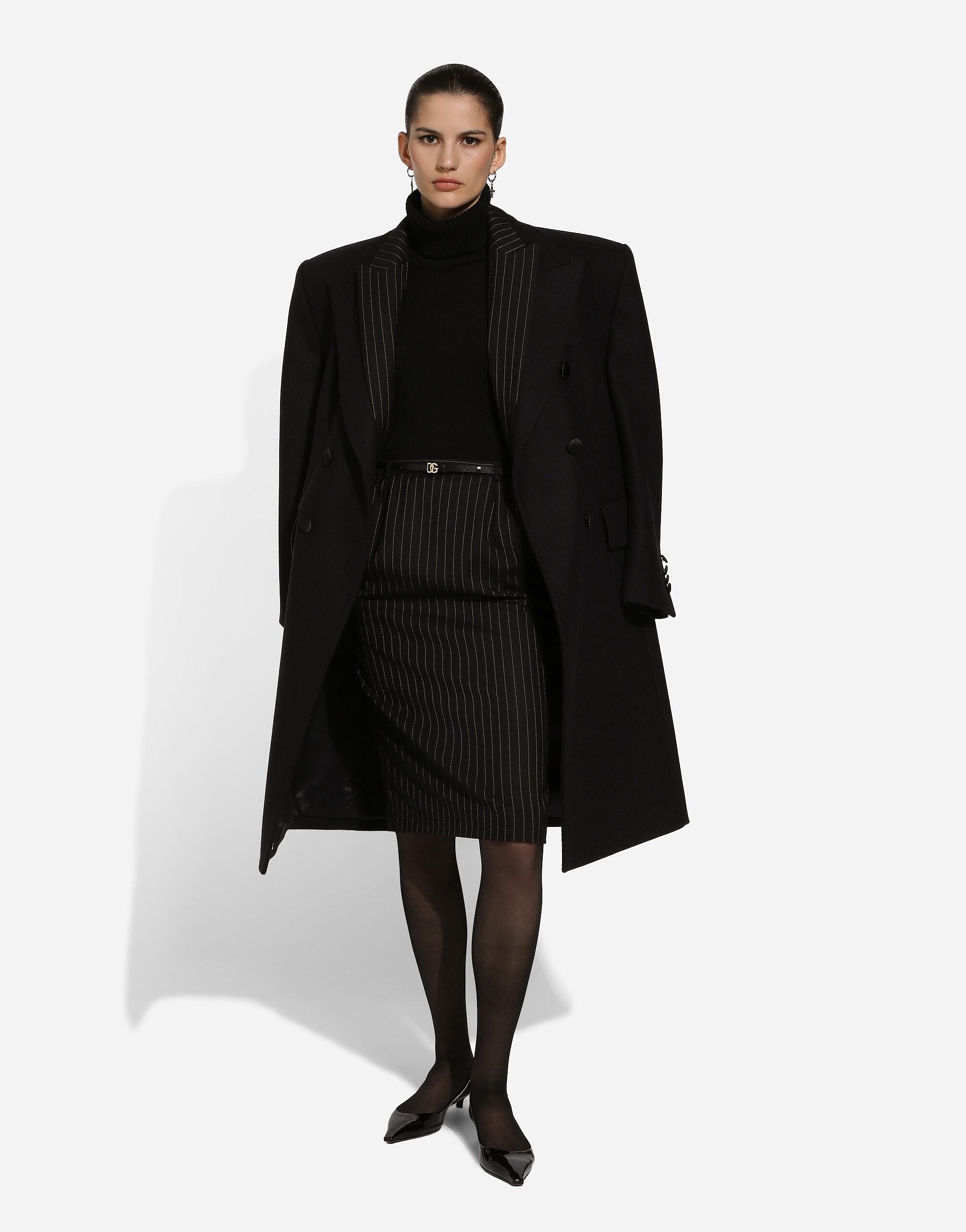 Pinstripe wool calf-length skirt - 6