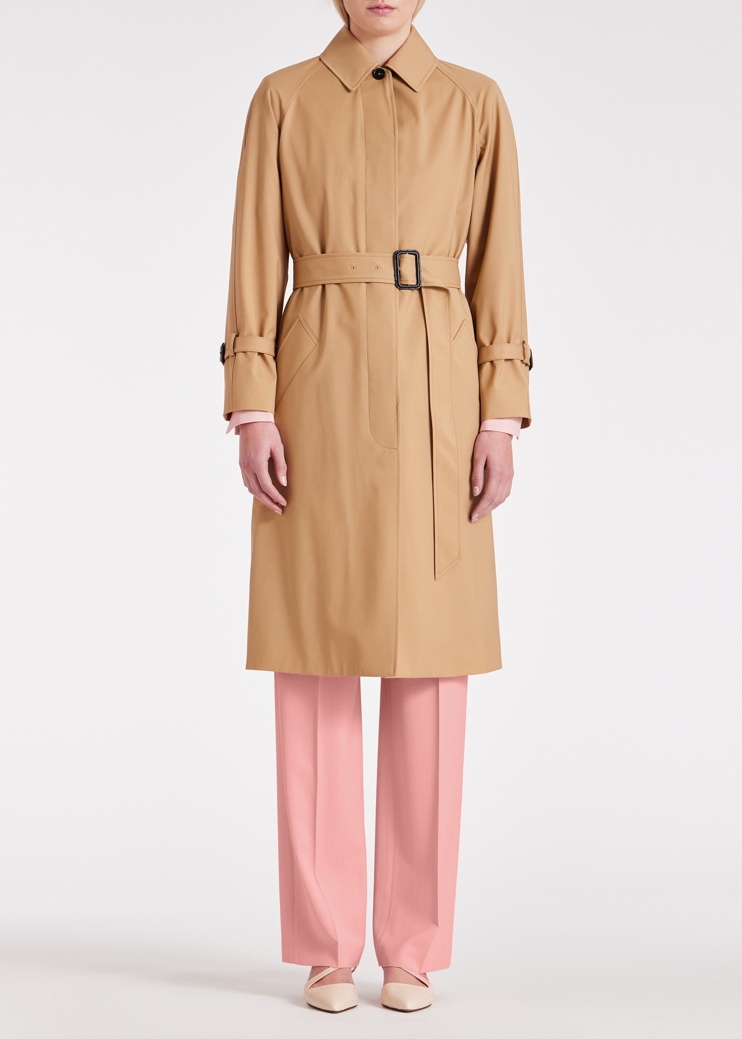 Women's Camel 'Storm System' Wool Belted Mac - 2
