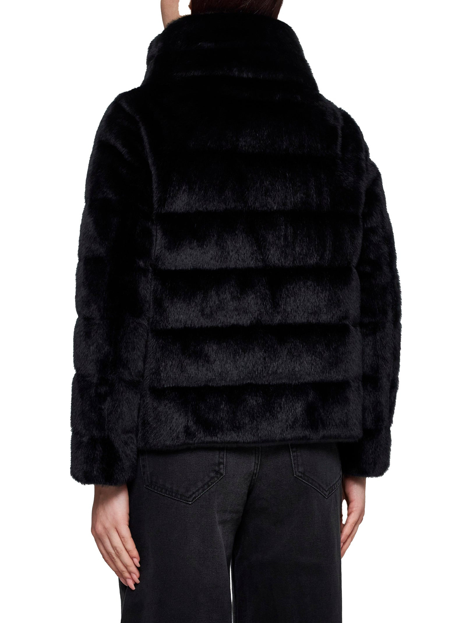Quilted faux fur down jacket - 3
