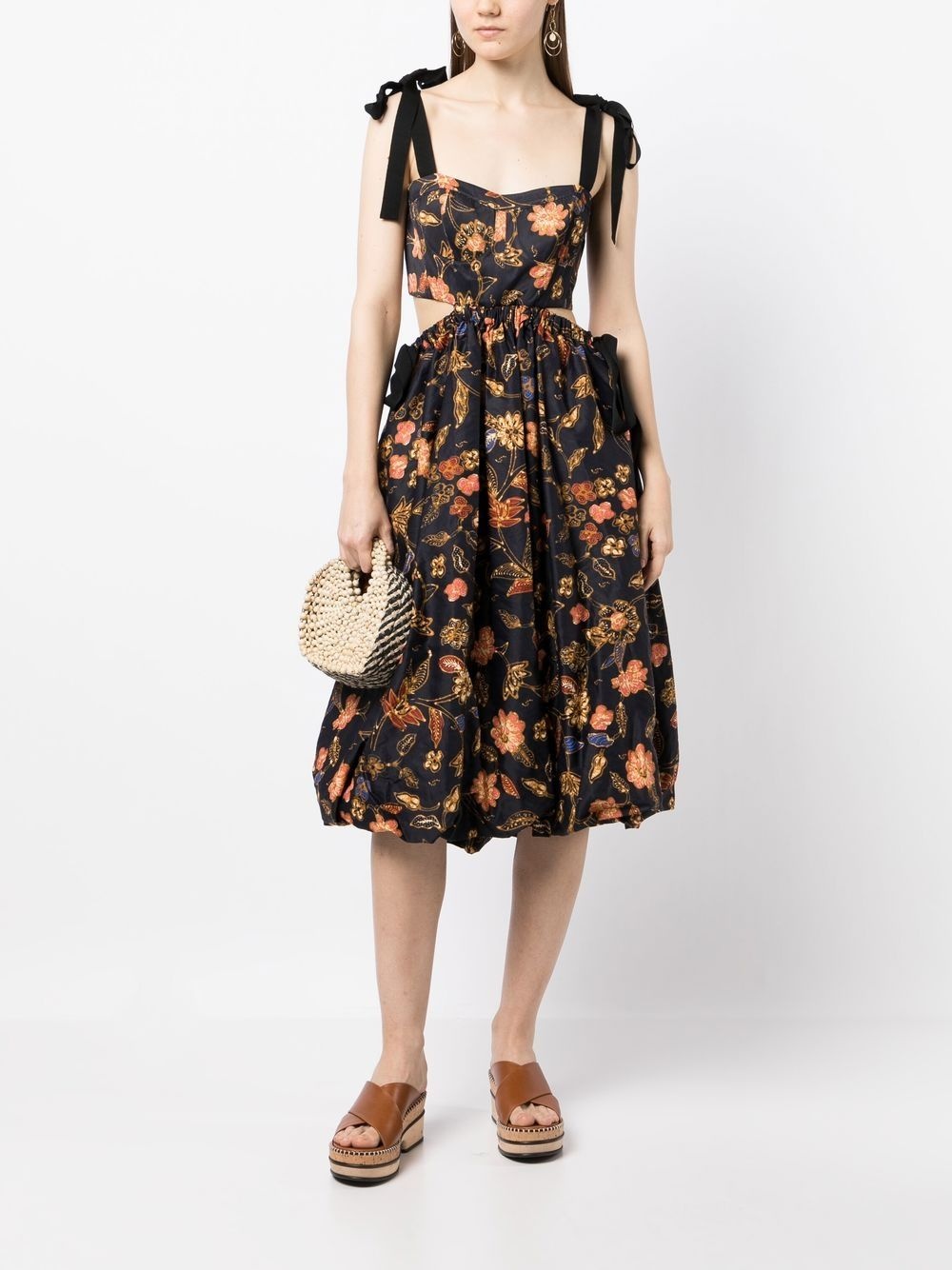 floral-print cut-out detail dress - 2