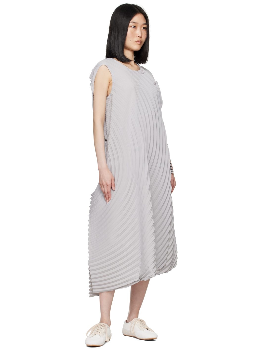 Gray Resonant Pleats Maxi Dress - 4