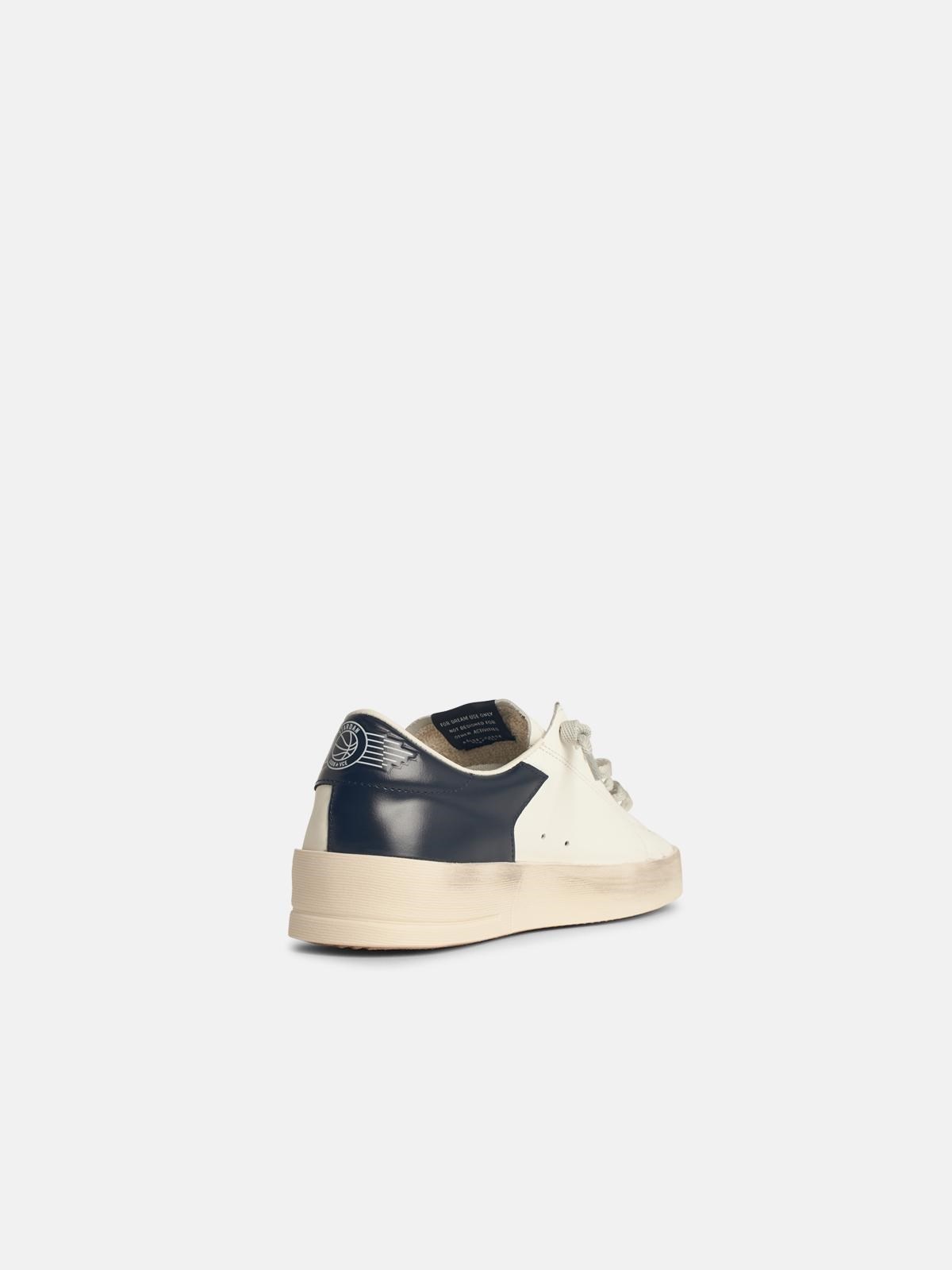 MEN'S STANDARD IN WHITE LEATHER WITH GREY SUEDE STAR AND BLUE LEATHER HEEL - 3