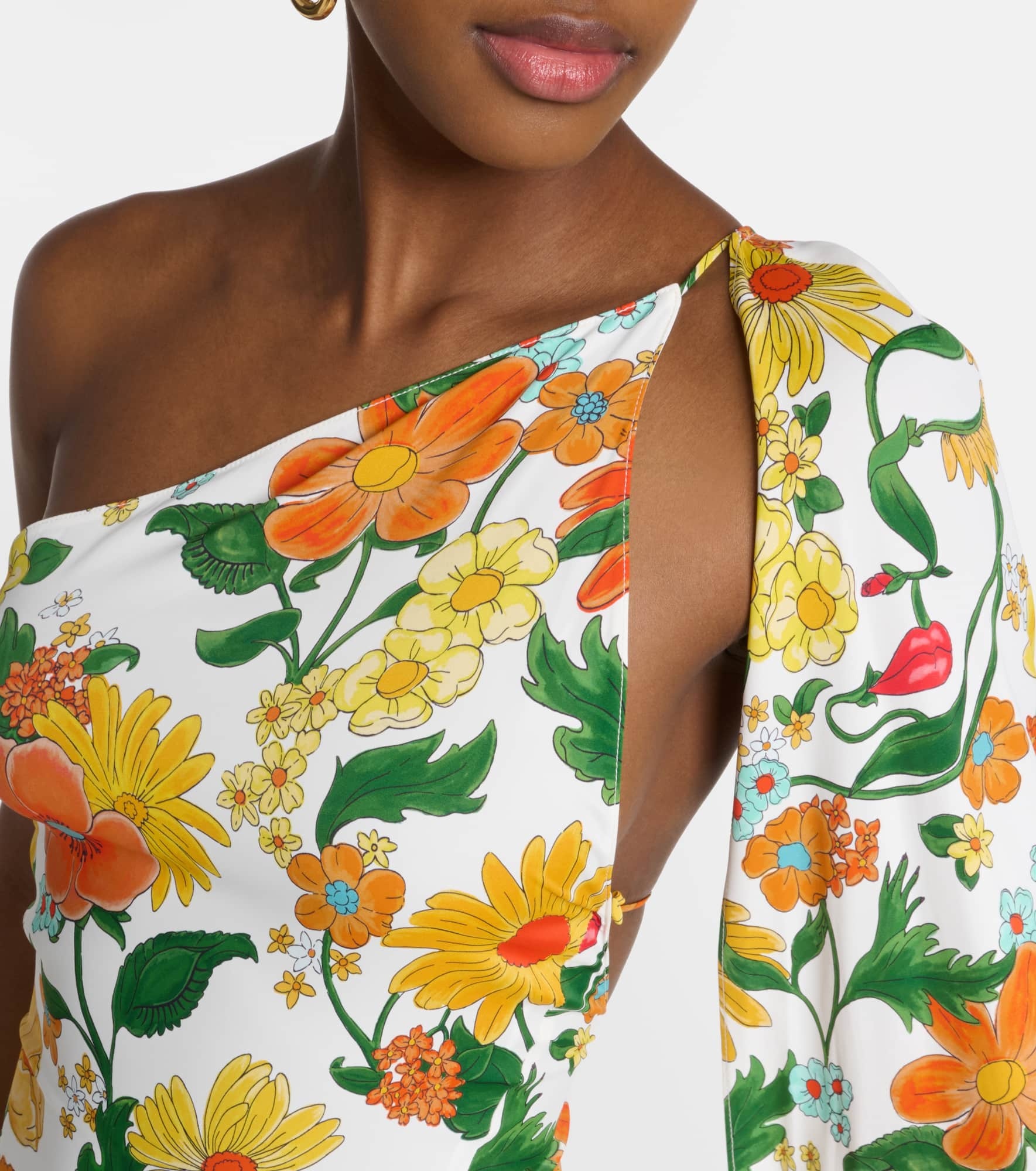 Caped one-shoulder cady gown - 4