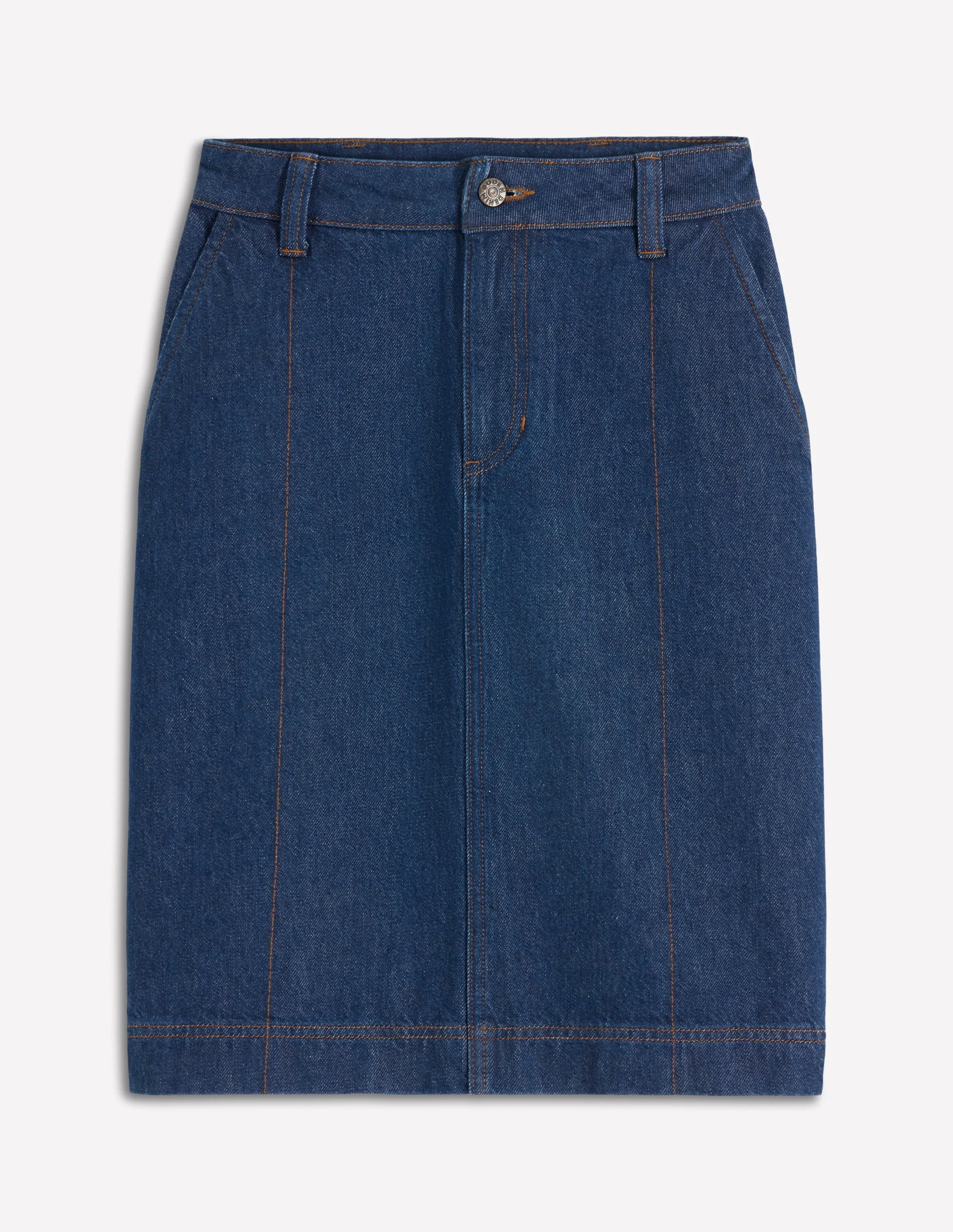 Straight Denim Skirt-Indigo - 1