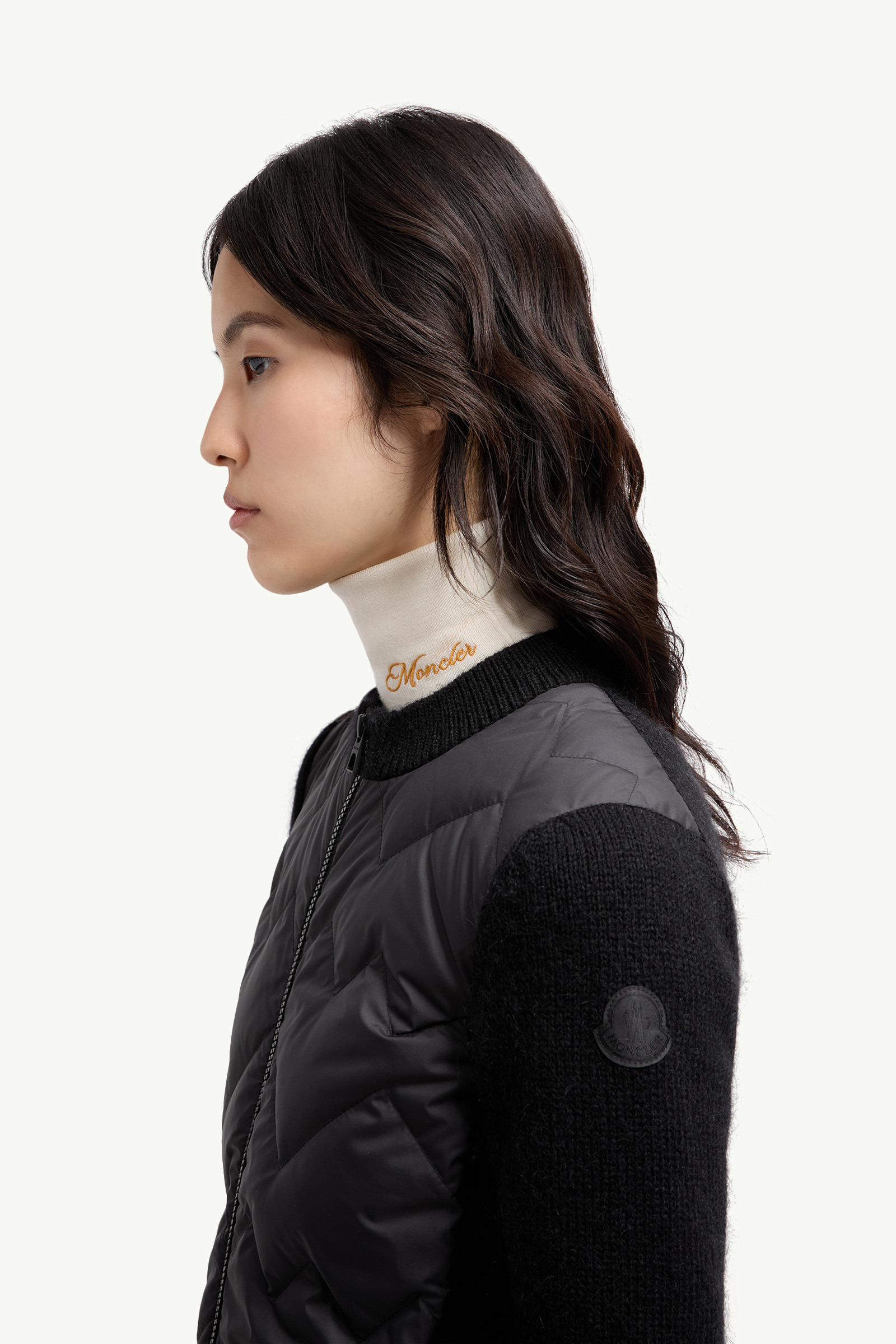 Padded Wool Blend Zip-Up Cardigan - 4