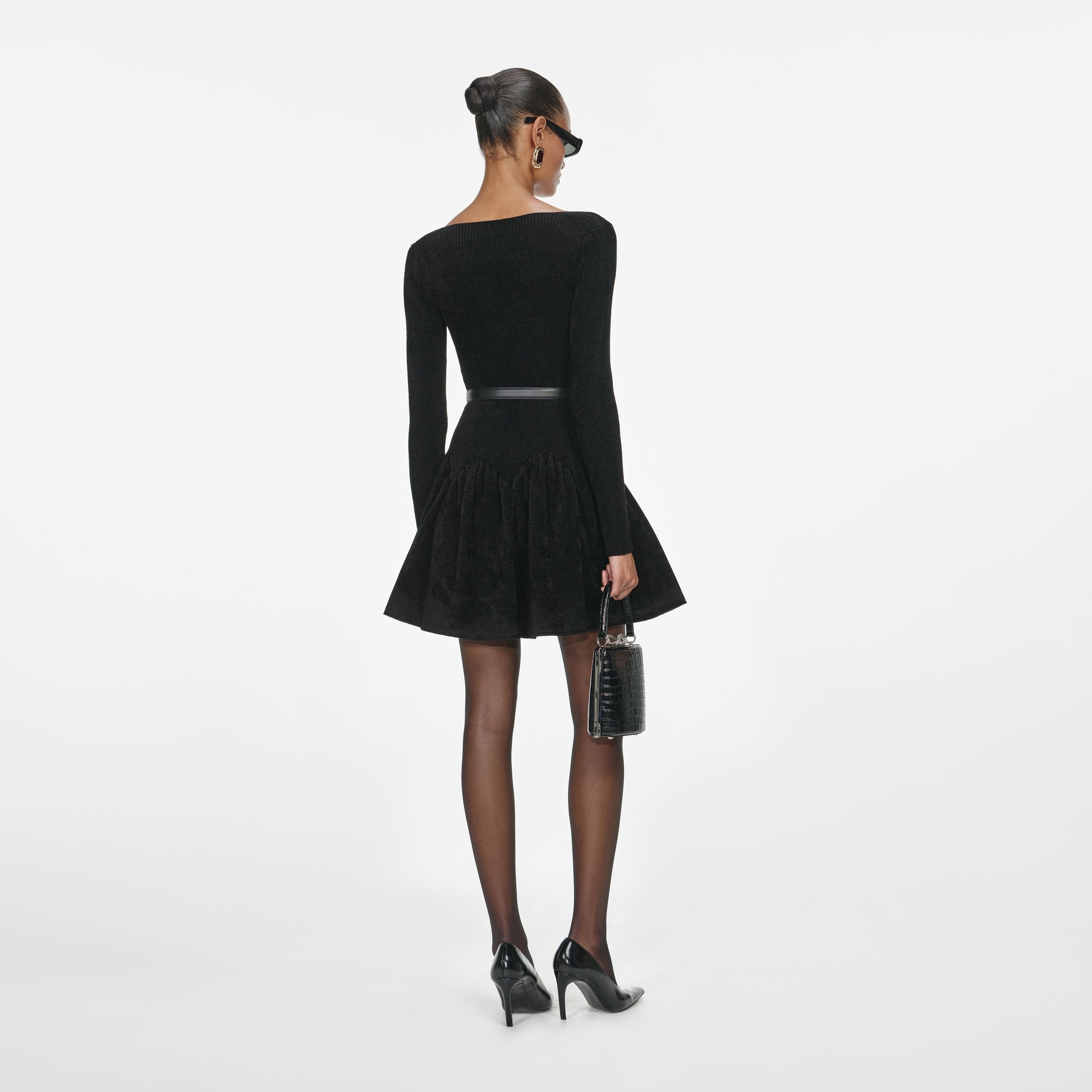 Black Chenille Knit Dress - 3