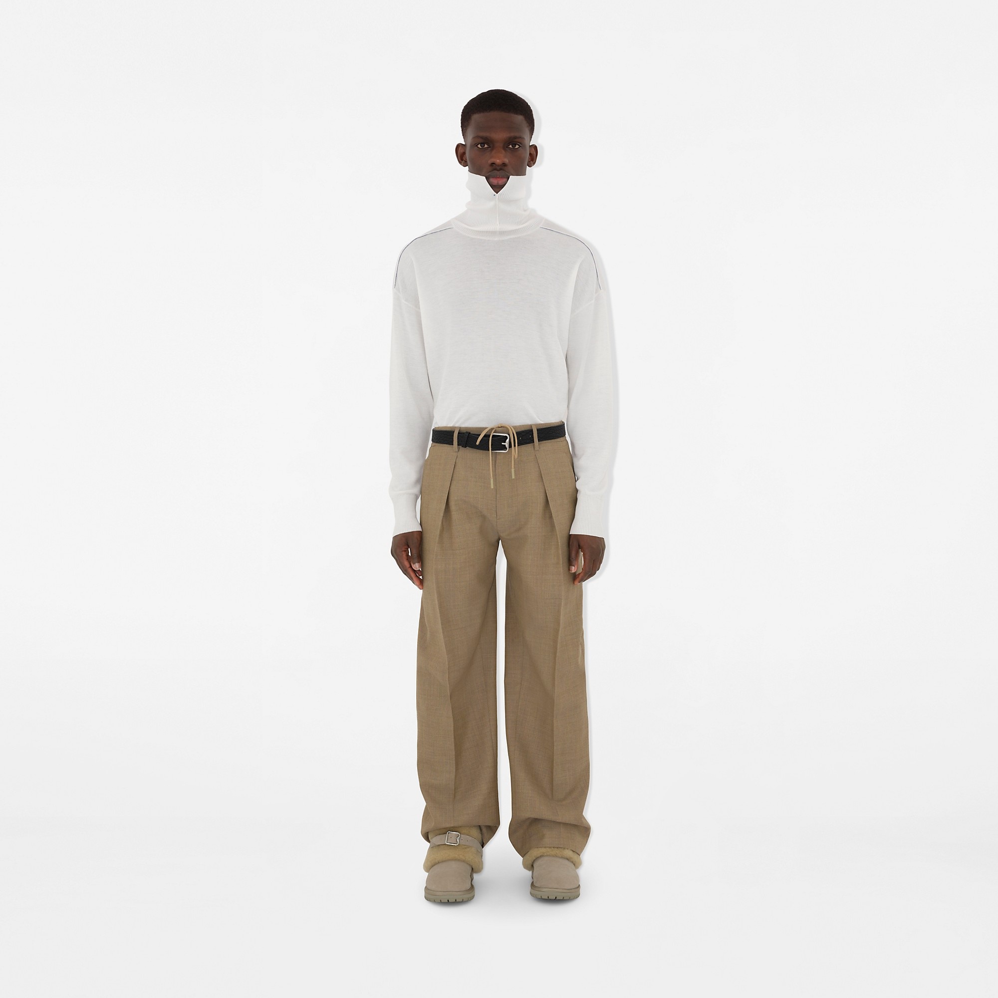 Herringbone Wool Tailored Trousers - 2