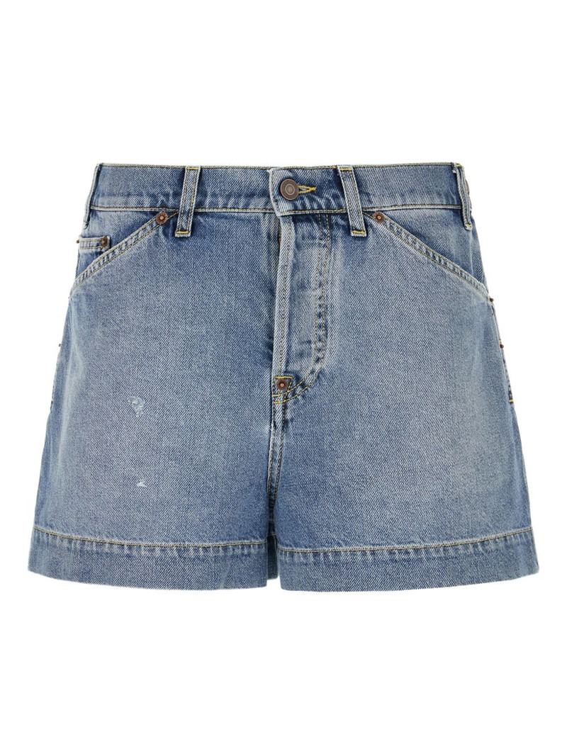 button-fastening denim shorts 1