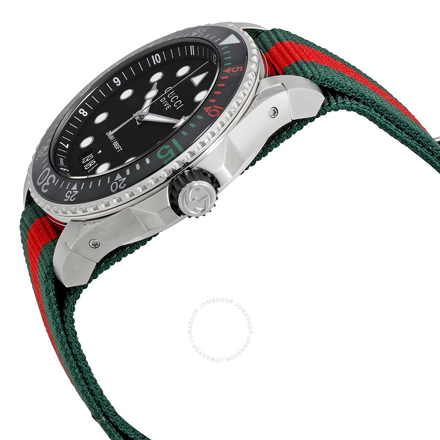 Gucci Dive Black Dial Green and Red Nylon Men's Watch YA136209 - 2