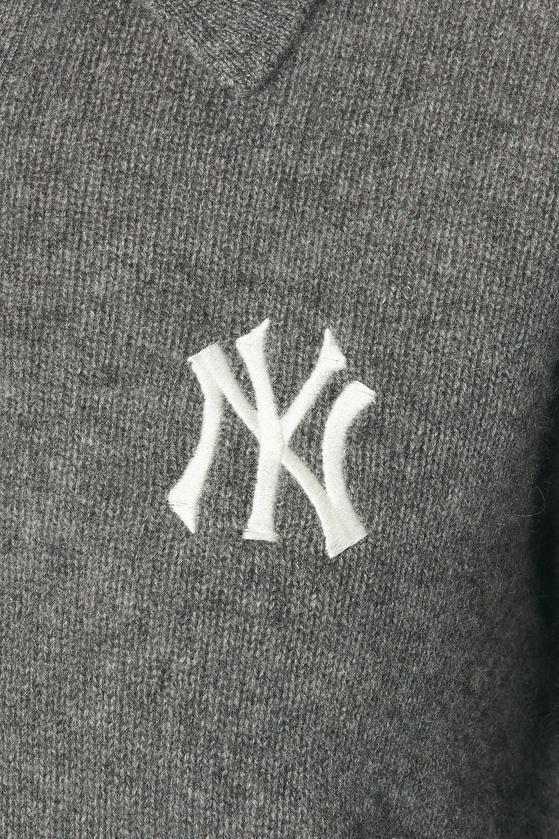 Sporty & Rich Heritage Yankees Serif Cashmere Polo Sweater outlook