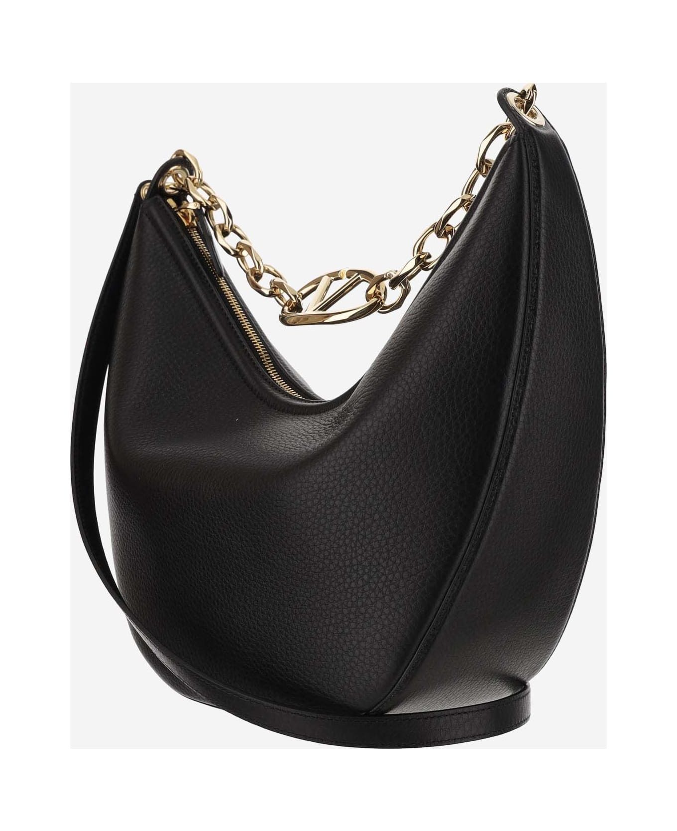 Vlogo Moon Bag Medium Hobo In Garnet Calfskin With Chain - 2
