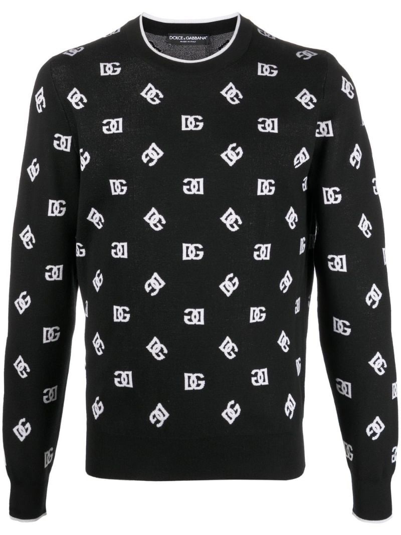 logo-print fine-knit jumper - 1