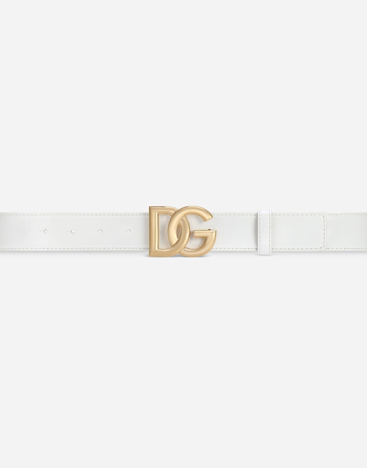Shiny calfskin belt with DG logo - 4