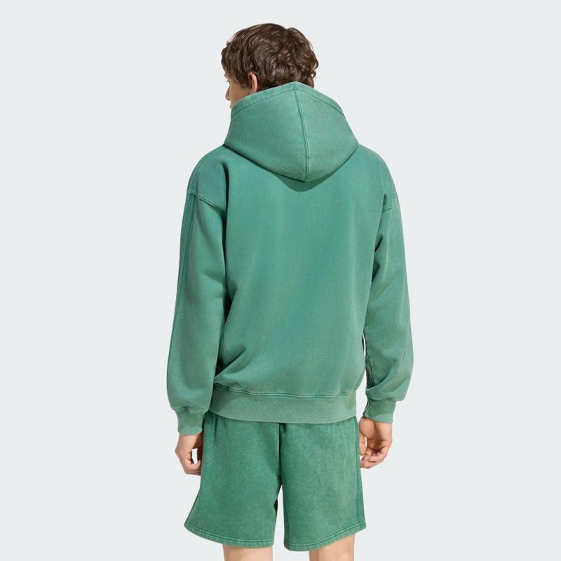 TREFOIL ESSENTIALS WASHED FULL ZIP LOOSE HOODIE 3