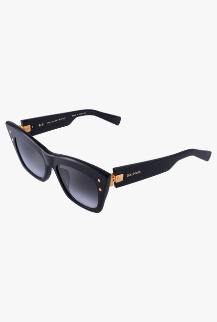 Black and gold-tone acetate B-II sunglasses - 2