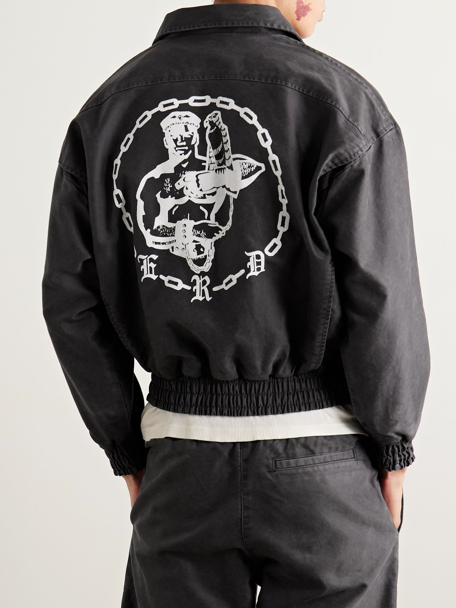 Enfant en Chaine Printed Cotton Track Jacket Black - 4
