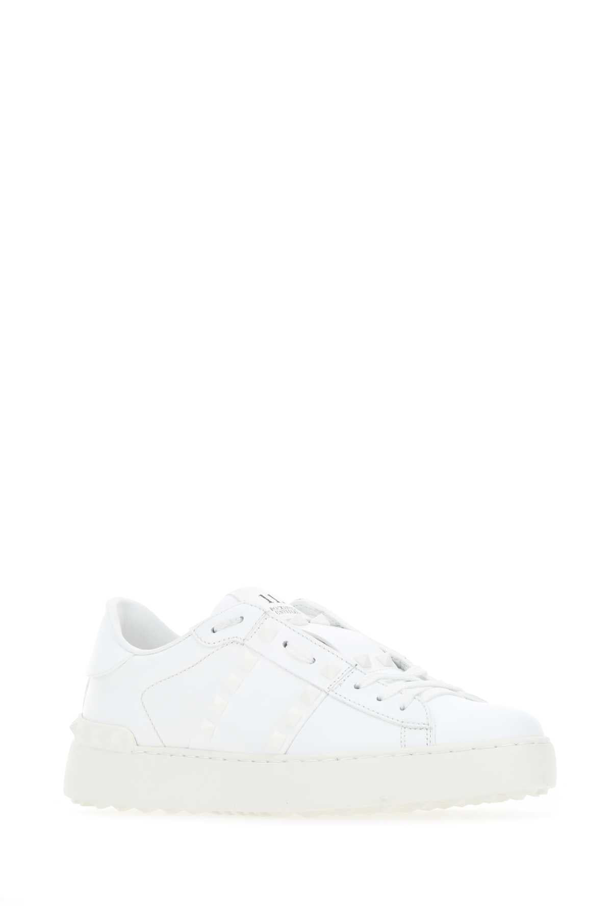 Valentino Garavani Women White Leather Rockstud Untitled Sneakers - 2