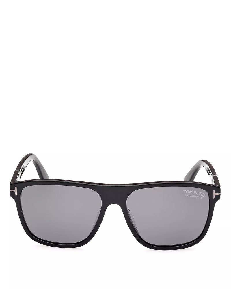 TOM FORD Black Polarized Square Sunglasses, 58mm outlook