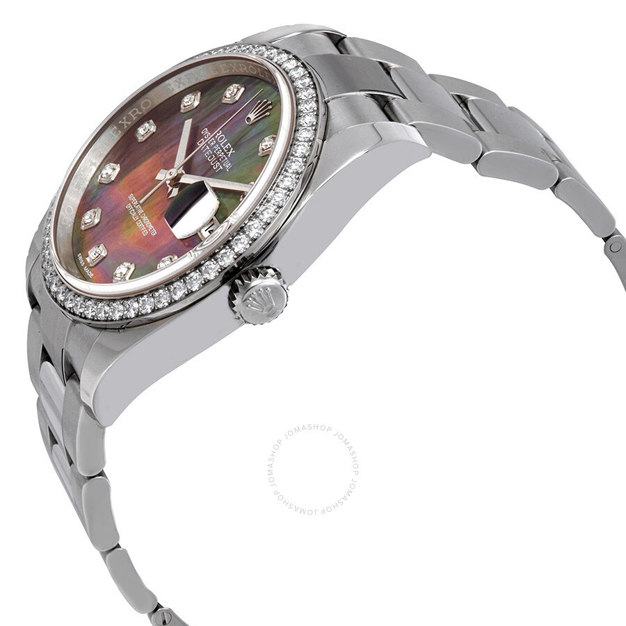 Rolex Datejust Black Mother of Pearl Diamond Dial Automatic Ladies Oyster Watch 116244BMDO - 2