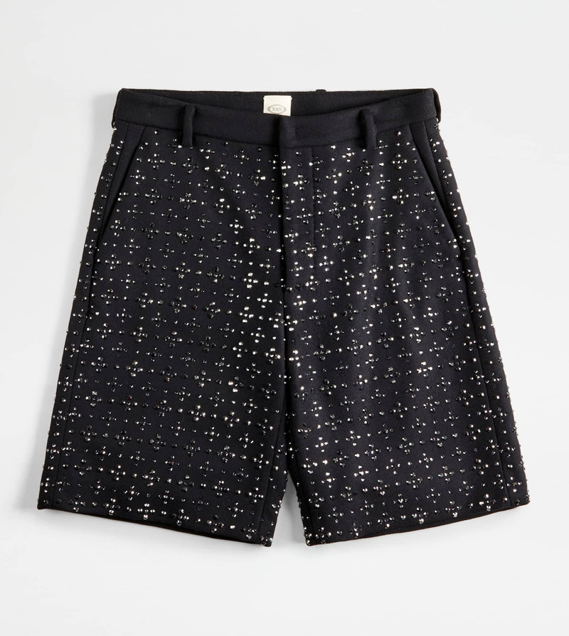 BERMUDA SHORTS WITH RHINESTONES - BLACK 1