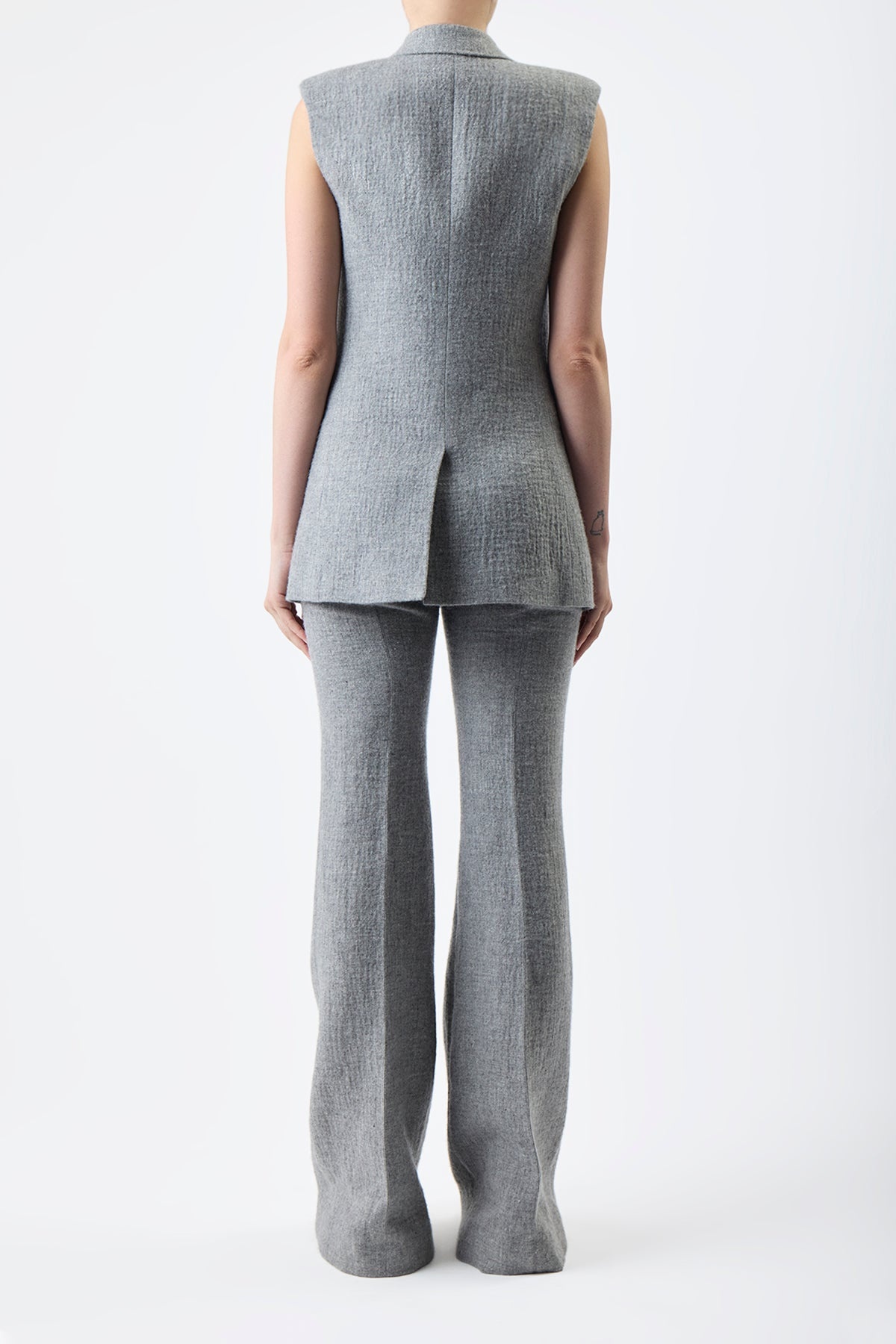 Rhein Pant in Light Grey Cashmere Linen - 5