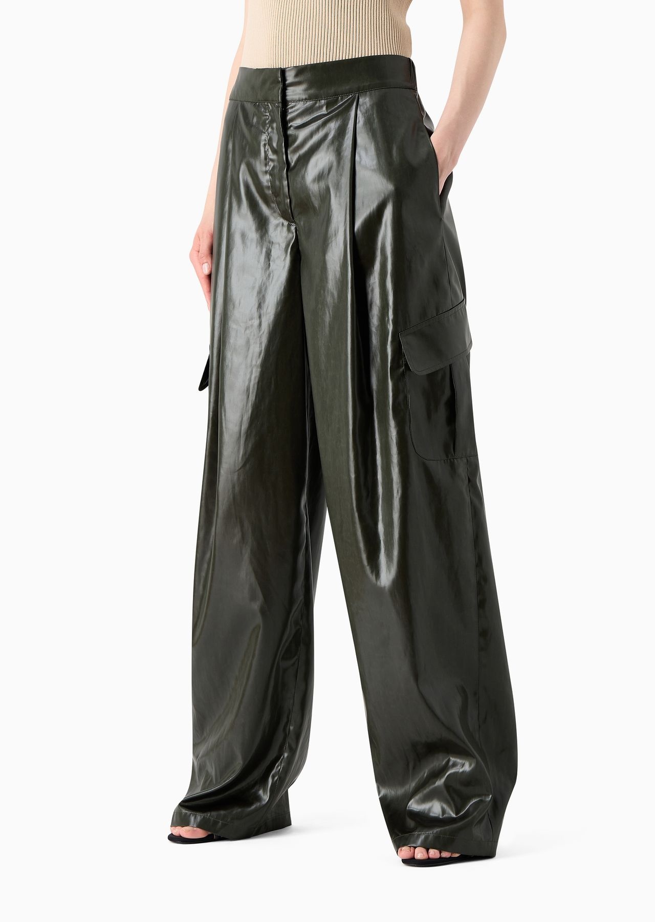 Emporio Armani Sustainability Values Capsule Collection recycled technical satin cargo trousers - 2