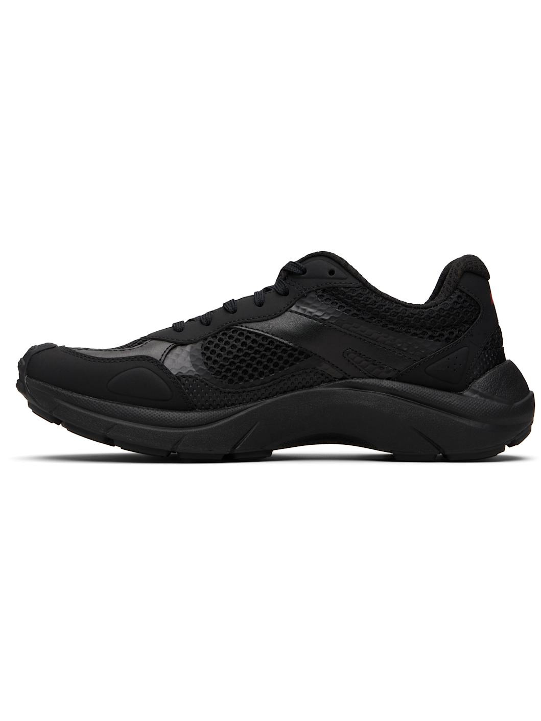 Black Mesh & Faux-Leather Sneakers - 3