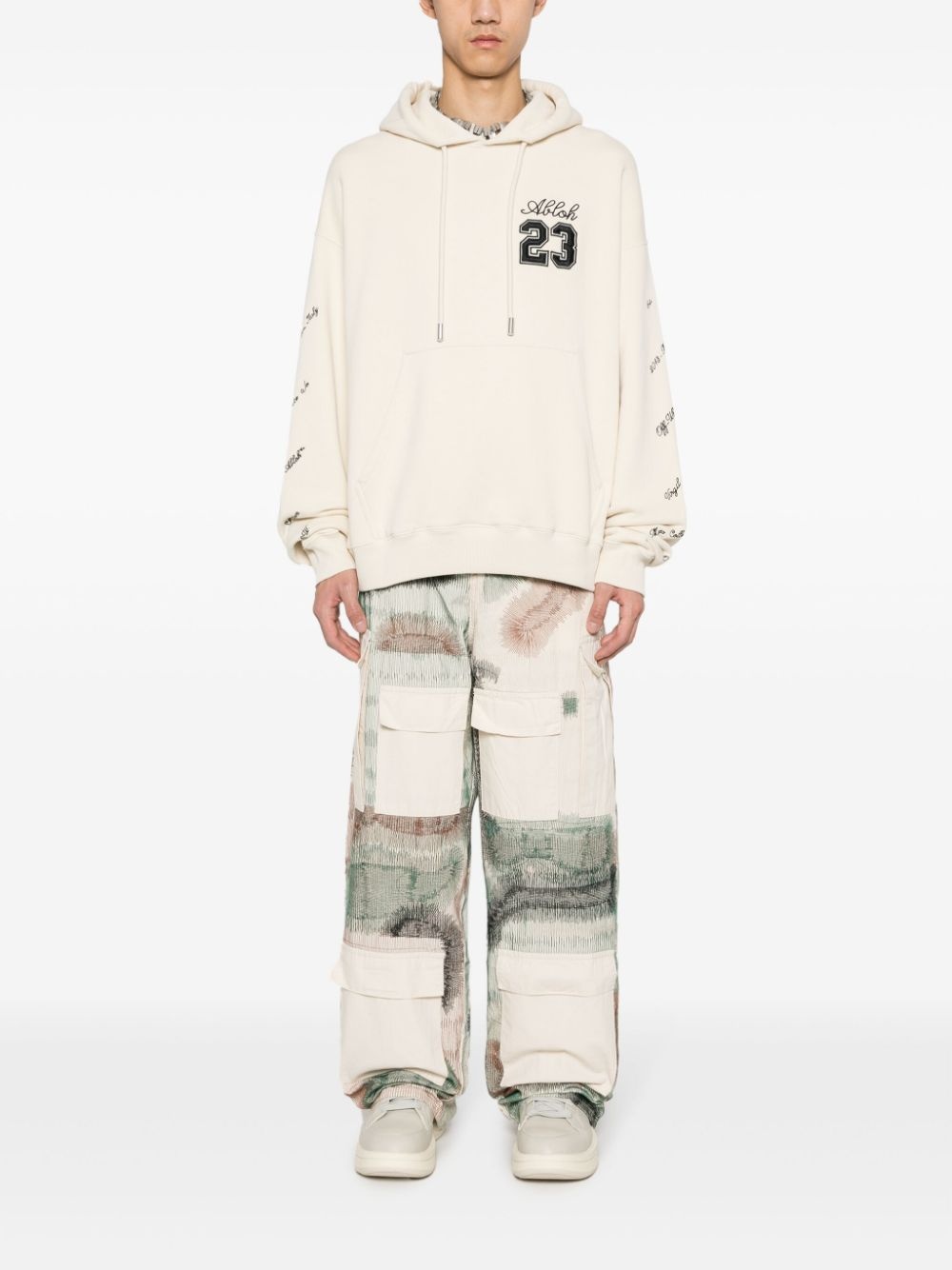 camouflage embroidered cargo trousers - 2