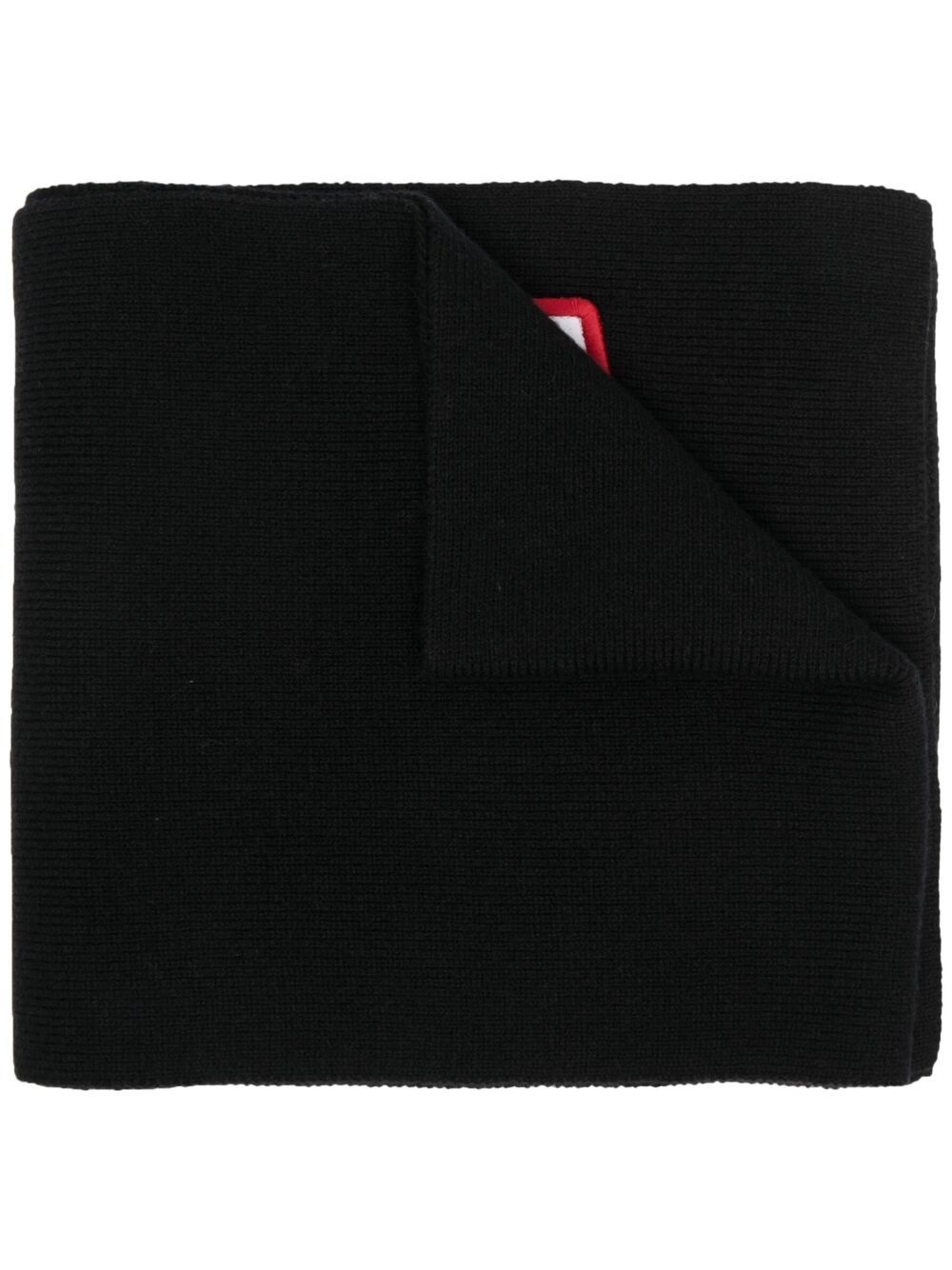 logo-patch ribbed-knit scarf - 1