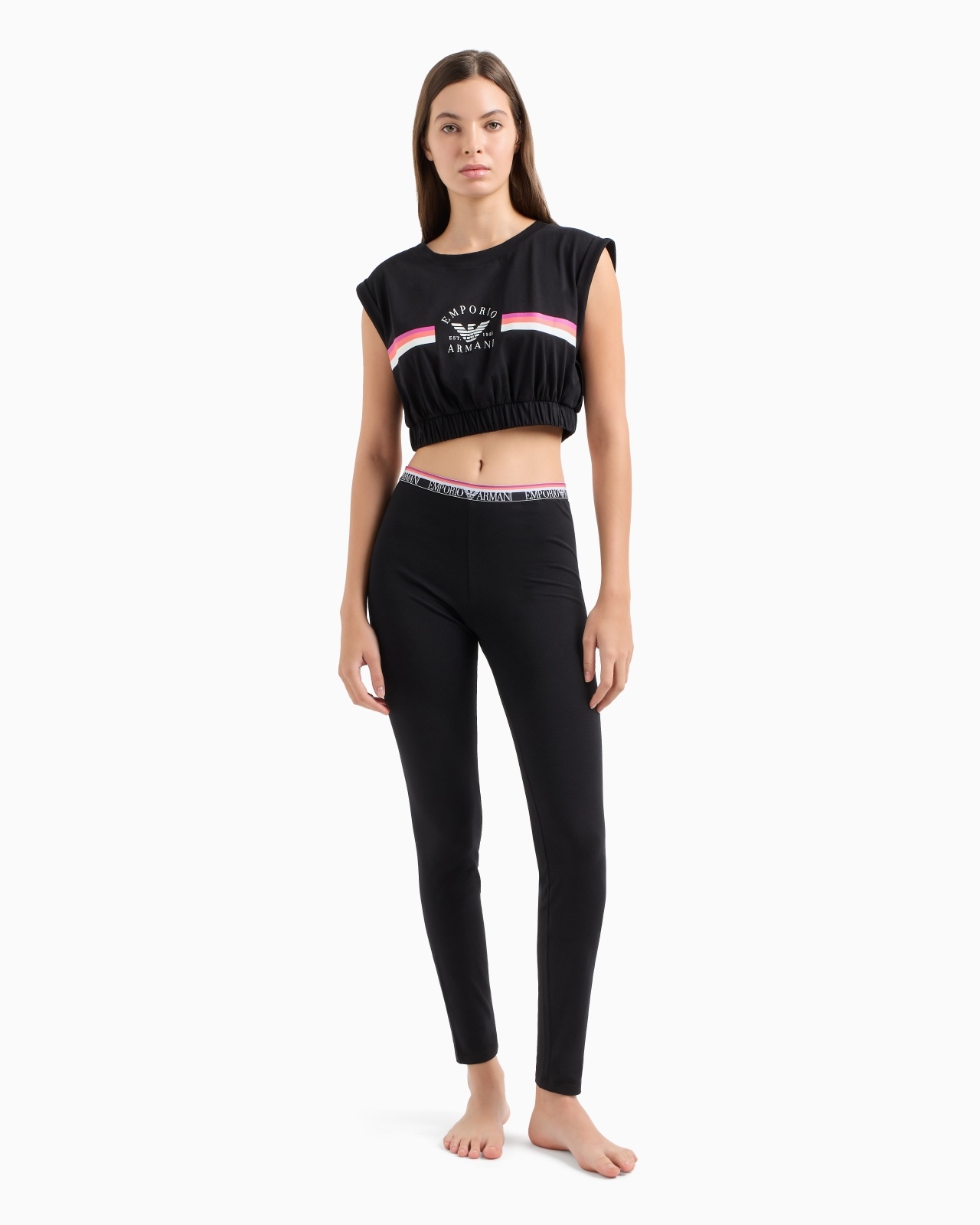 ASV ICONIC ORGANIC-COTTON LOUNGEWEAR LEGGINGS WITH LOGO WAISTBAND - 2