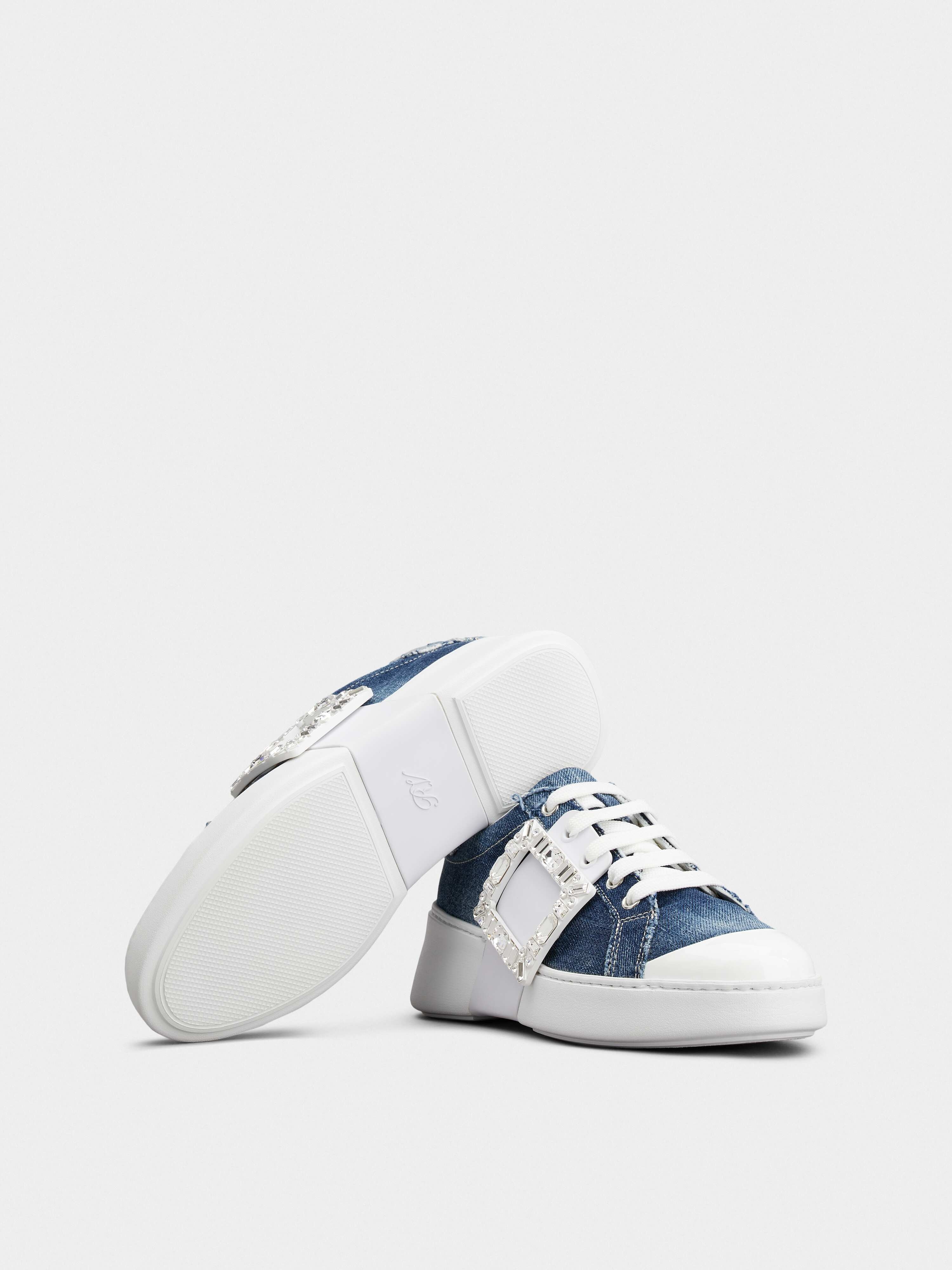 Viv' Skate Strass Buckle Sneakers in Denim - 6