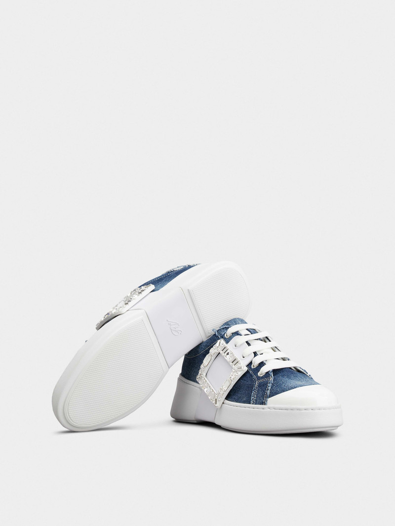 Viv' Skate Strass Buckle Sneakers in Denim 6
