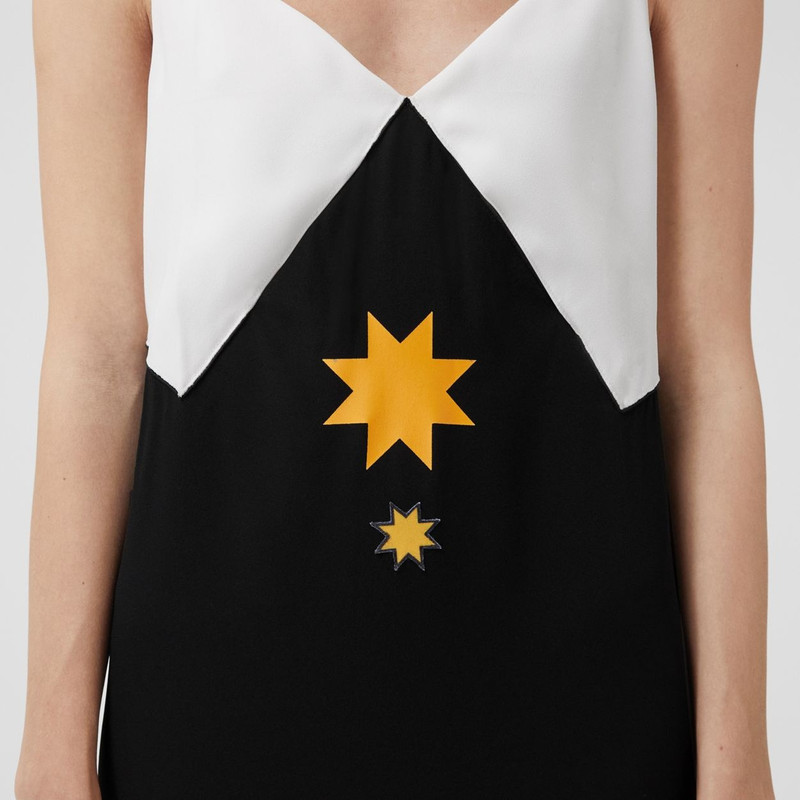 Panel Detail Geometric Print Satin Slip Dress 5