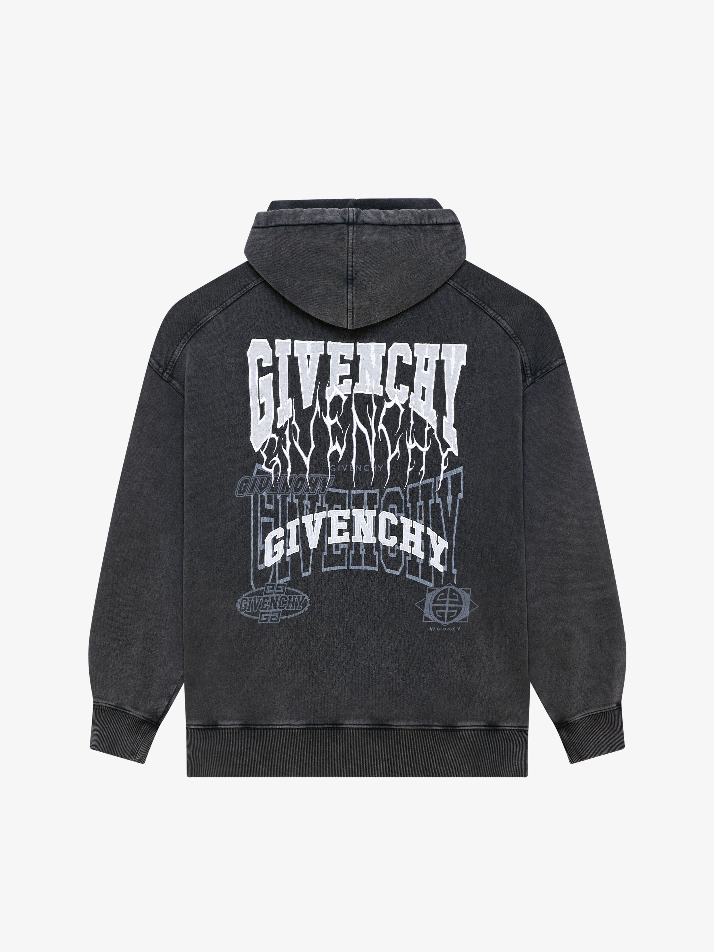 SLIM FIT HOODIE IN EMBROIDERED FELPA - 5