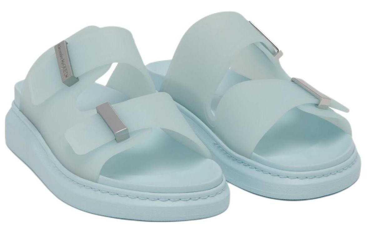 (WMNS) Alexander McQueen Hybrid Slides 'Powder Blue Silver' 658063W4TM14711 - 2
