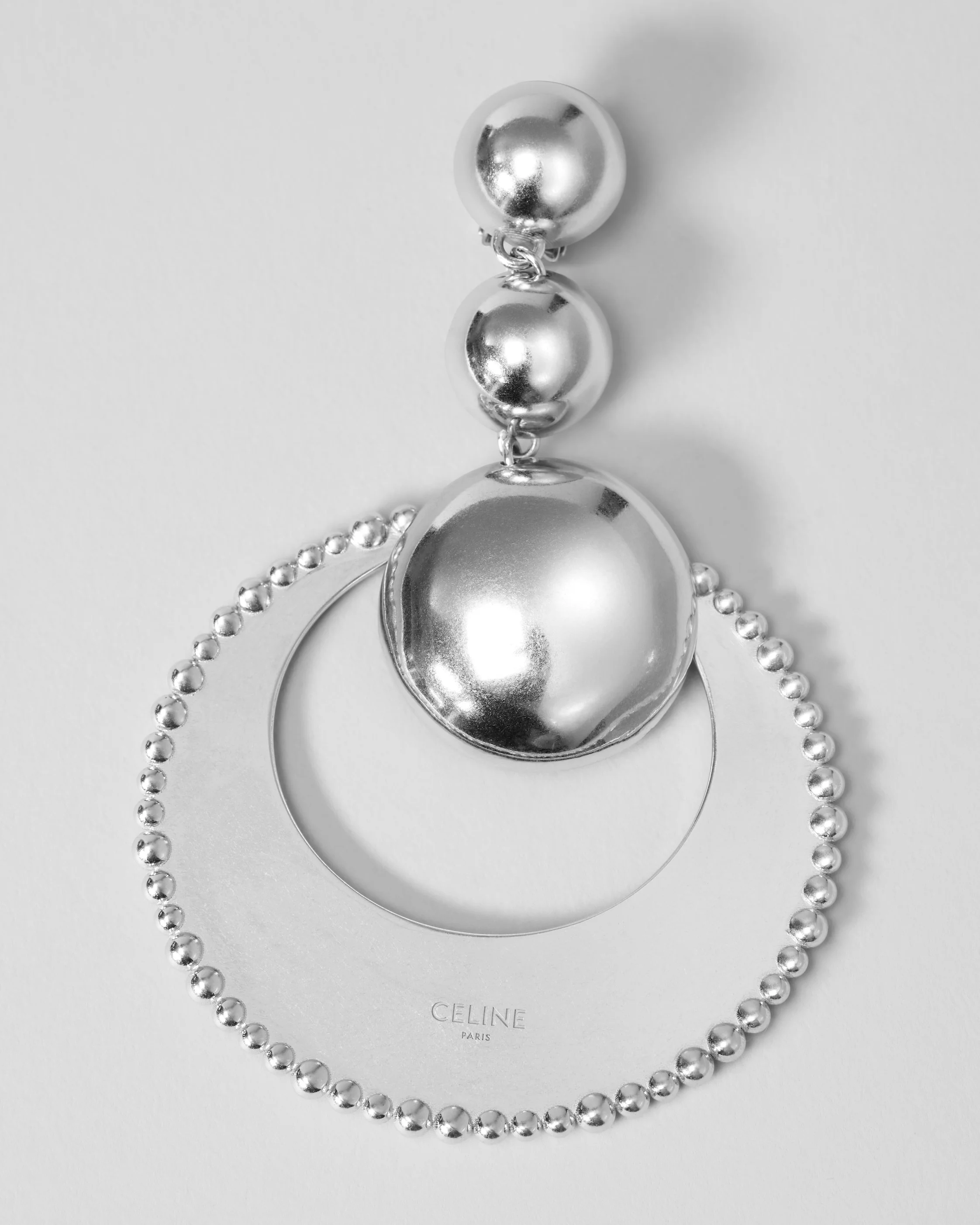 CELINE DEFILÉ CIRCLE EARRINGS IN STERLING SILVER - 1