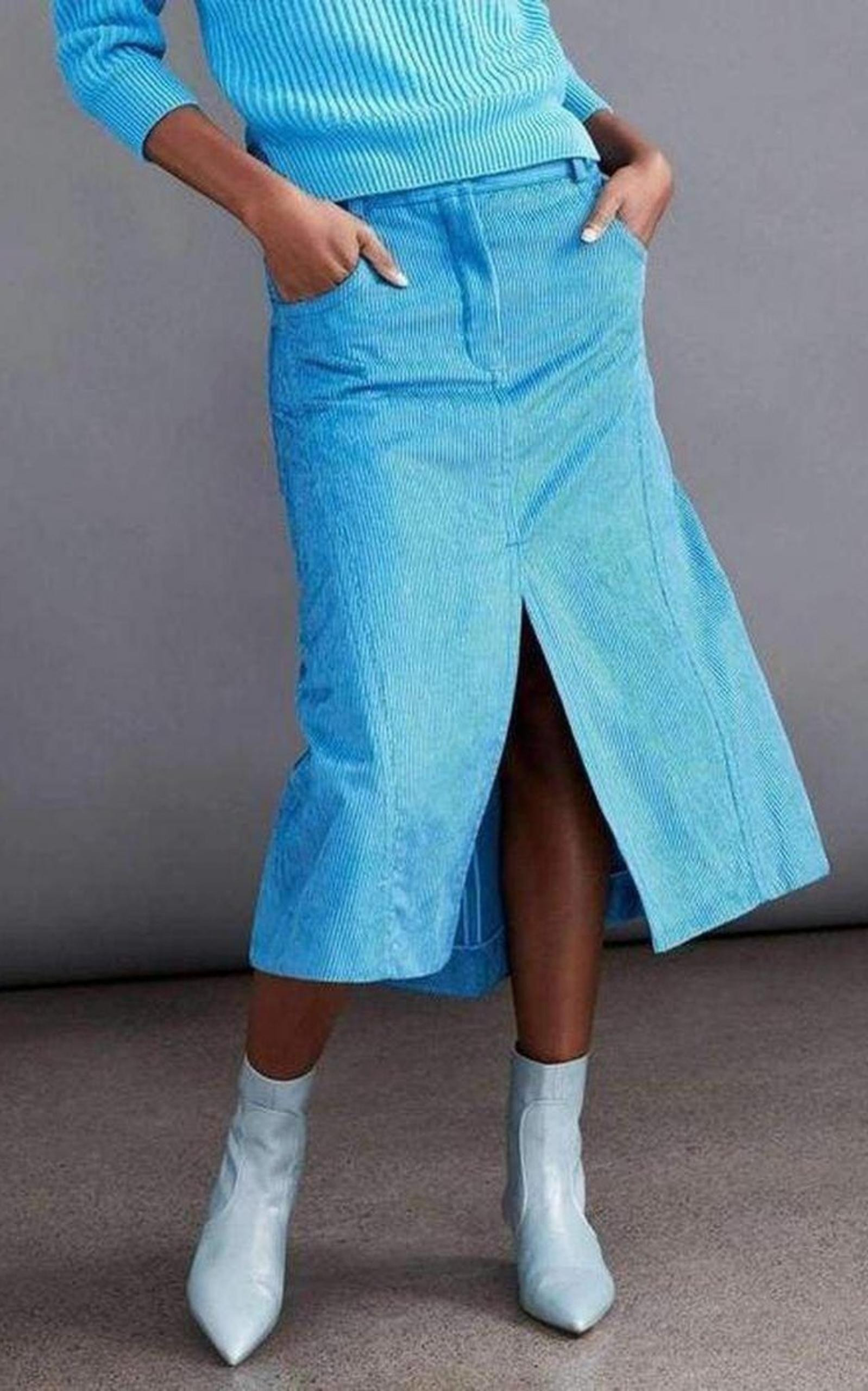 Cotton Blend Corduroy A-Line Skirt - 6