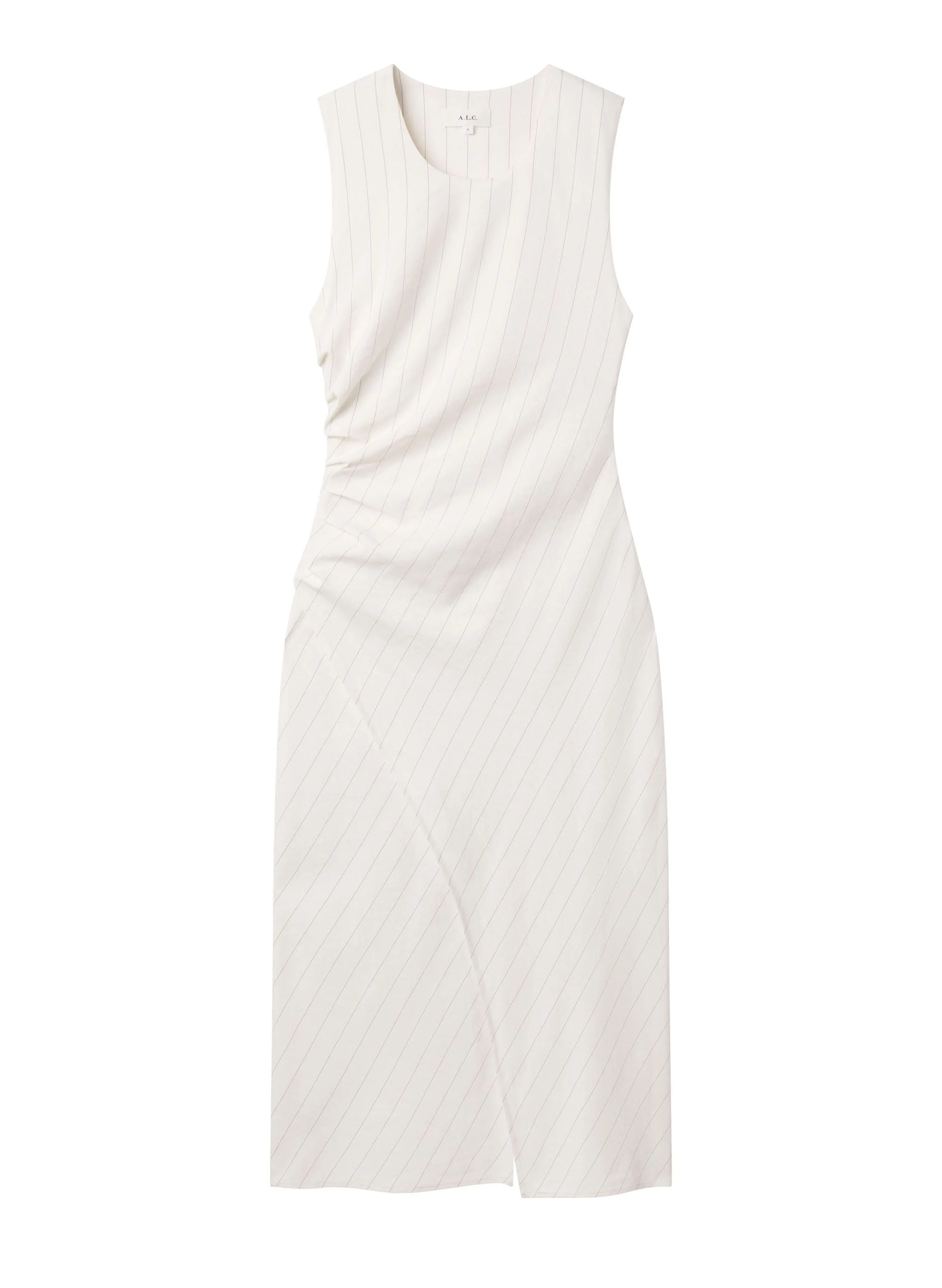 Caroline Linen Pinstripe Midi Dress - 1