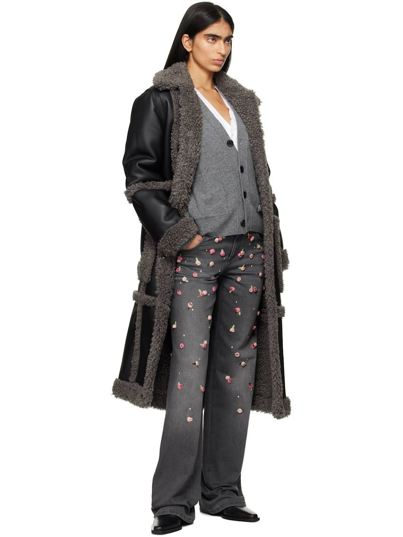 STAND STUDIO Black & Gray Patrice Faux-Shearling Coat outlook