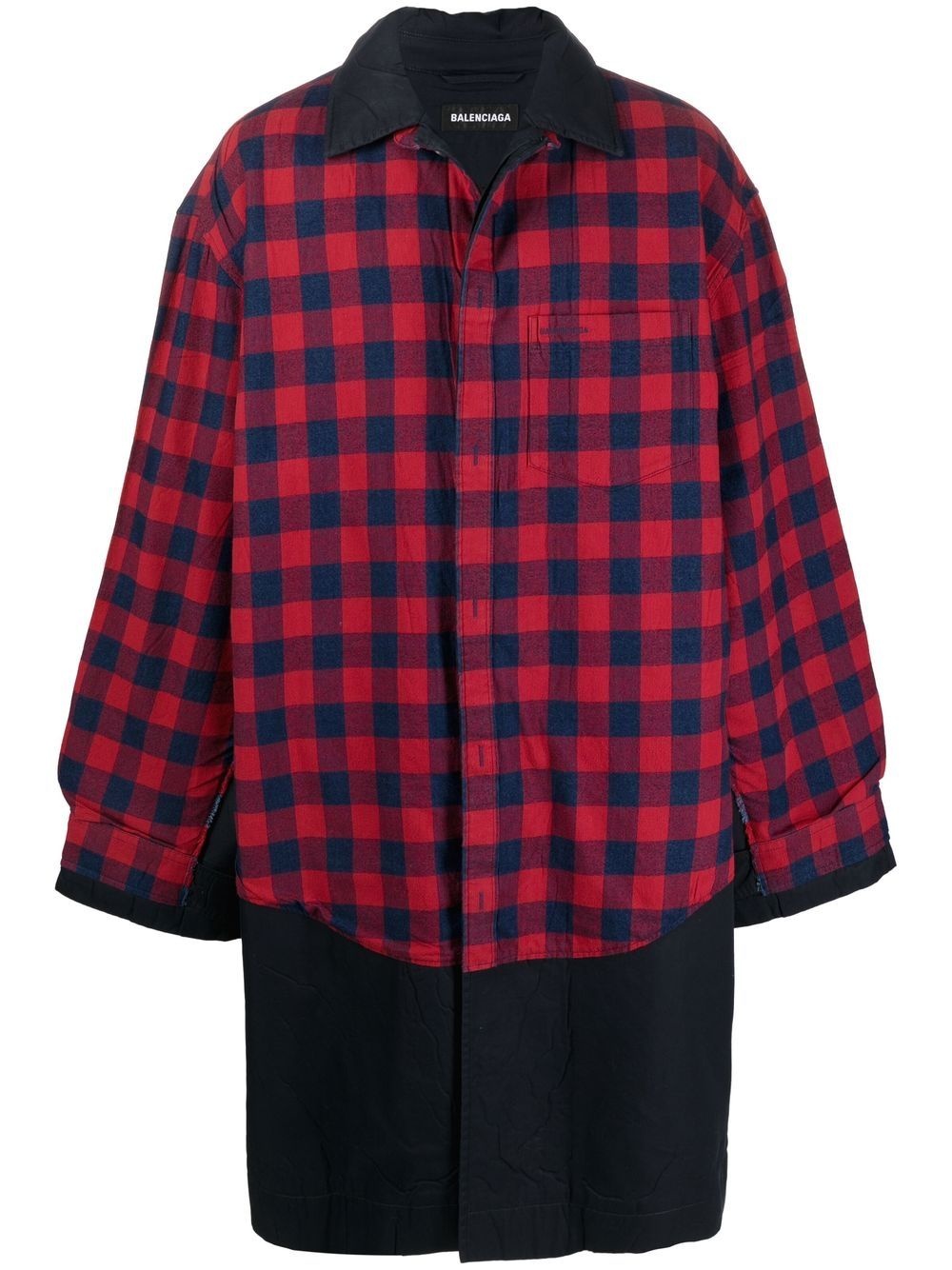 Patched check-print carcoat - 1